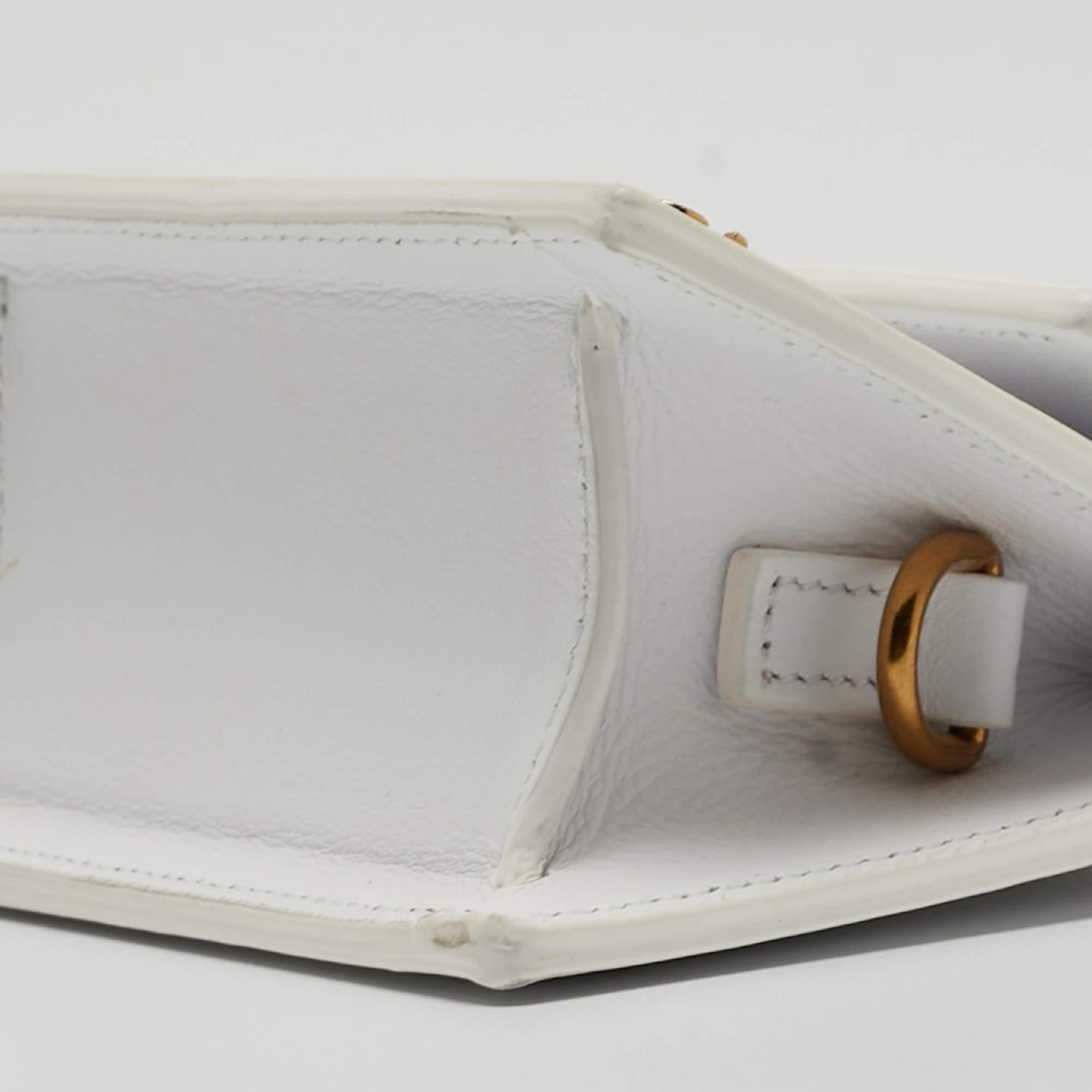 Jacquemus White Leather Mini Le Chiquito Top Handle Bag 7