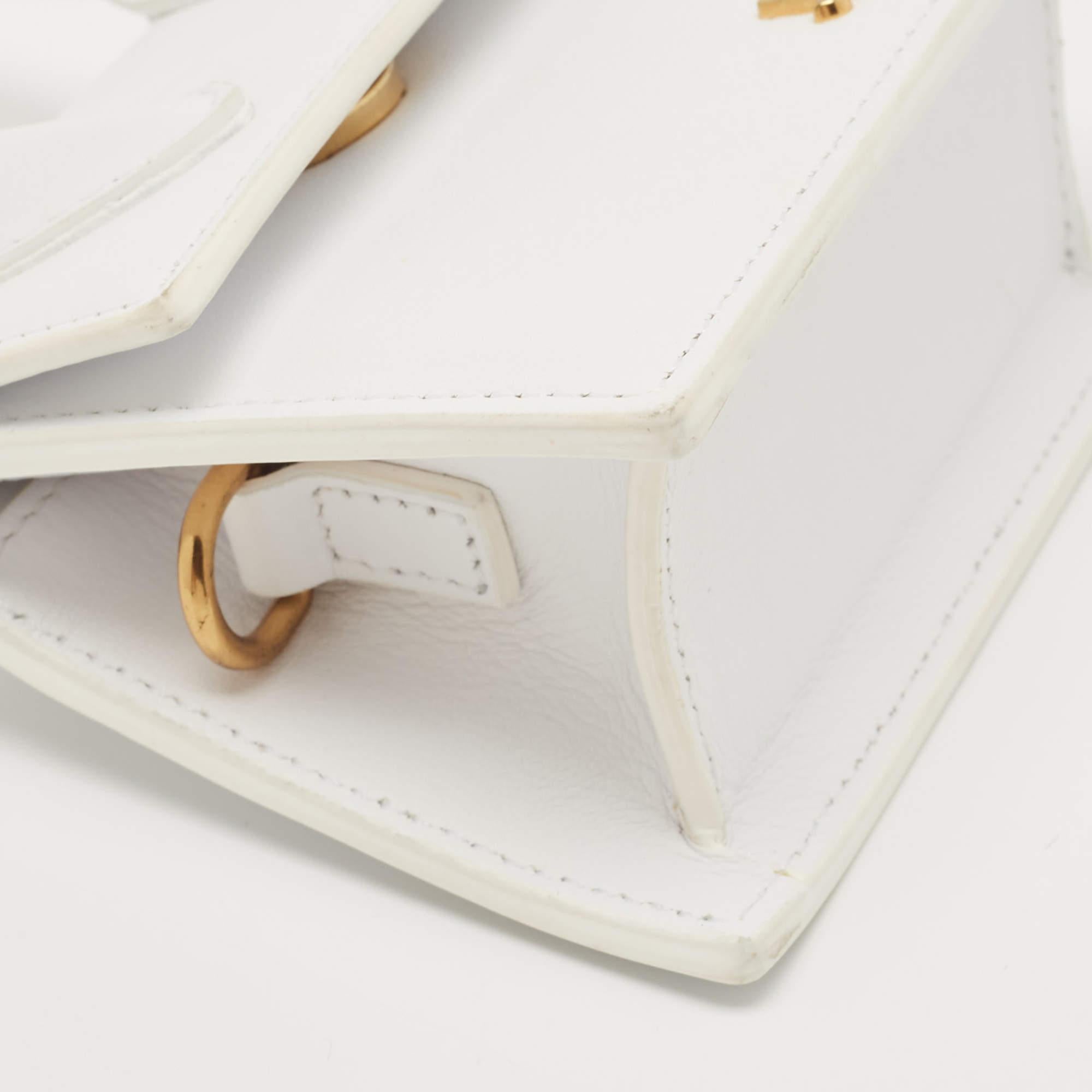 Jacquemus White Leather Mini Le Chiquito Top Handle Bag 8