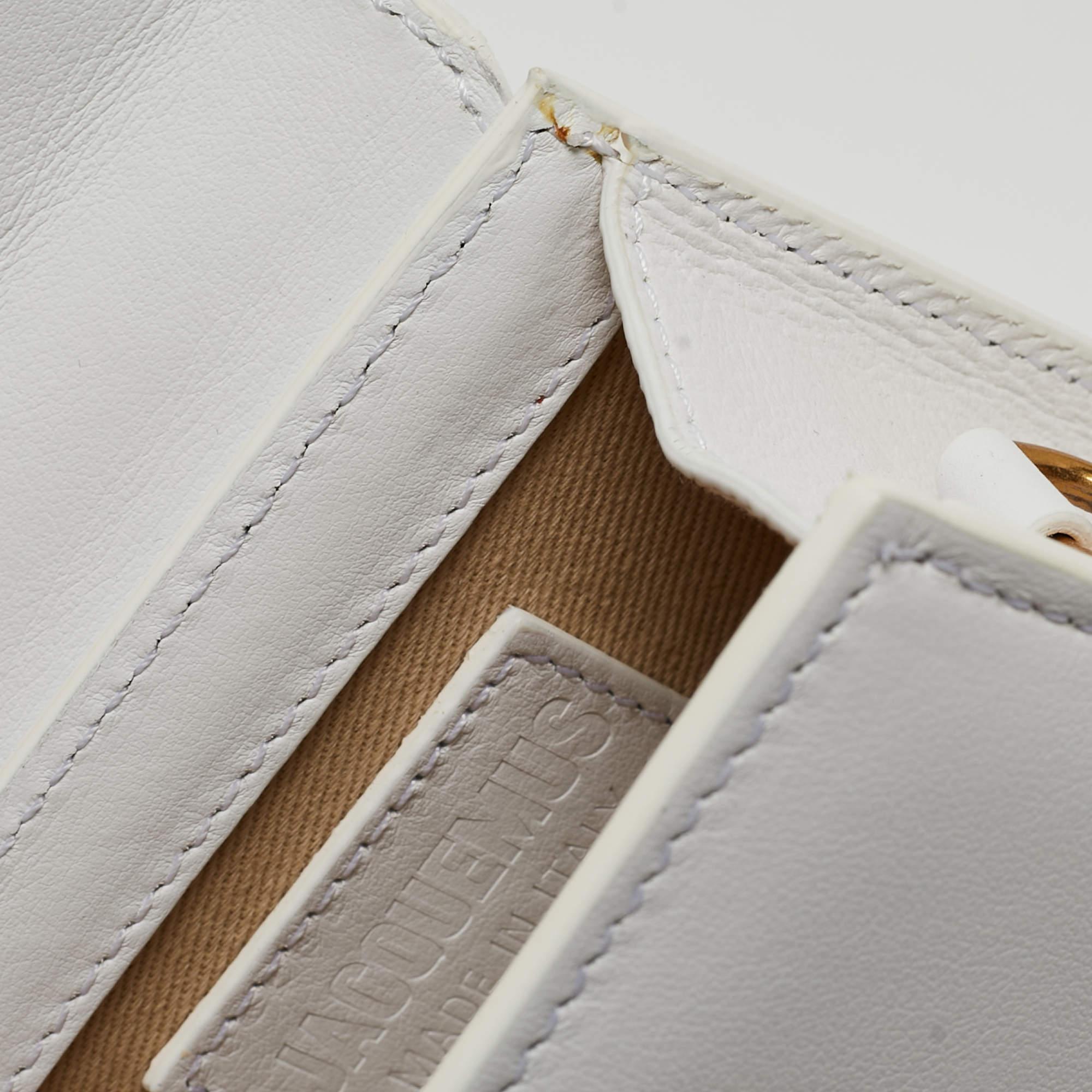 Jacquemus White Leather Mini Le Chiquito Top Handle Bag 10