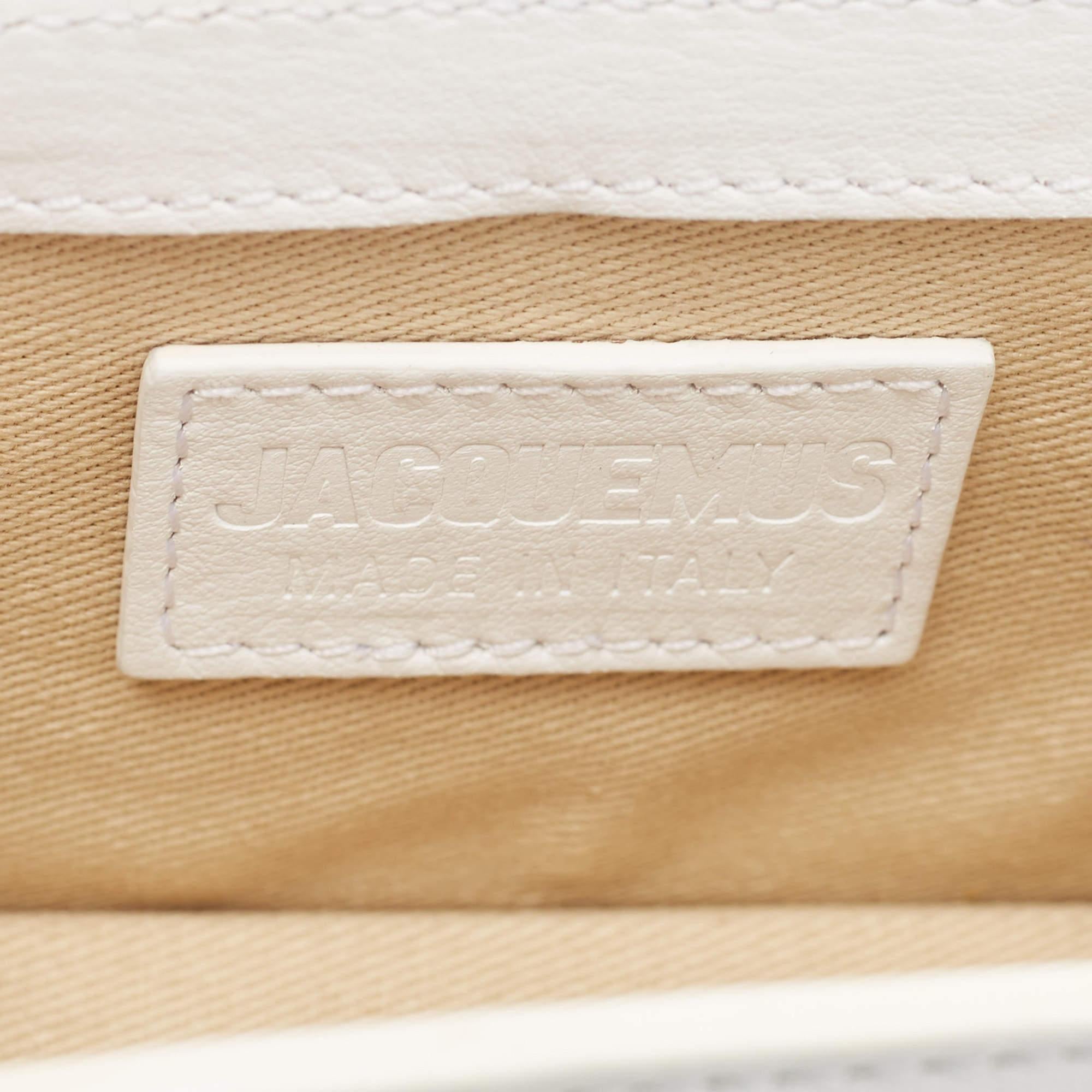 Jacquemus White Leather Mini Le Chiquito Top Handle Bag 11
