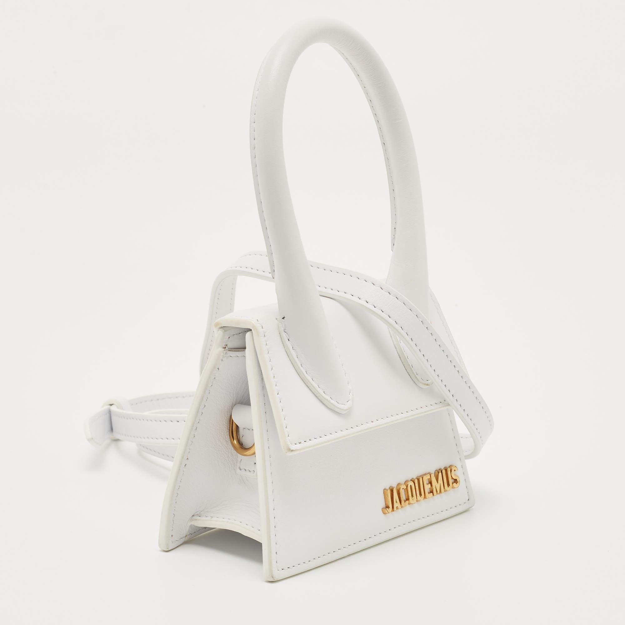 Women's Jacquemus White Leather Mini Le Chiquito Top Handle Bag