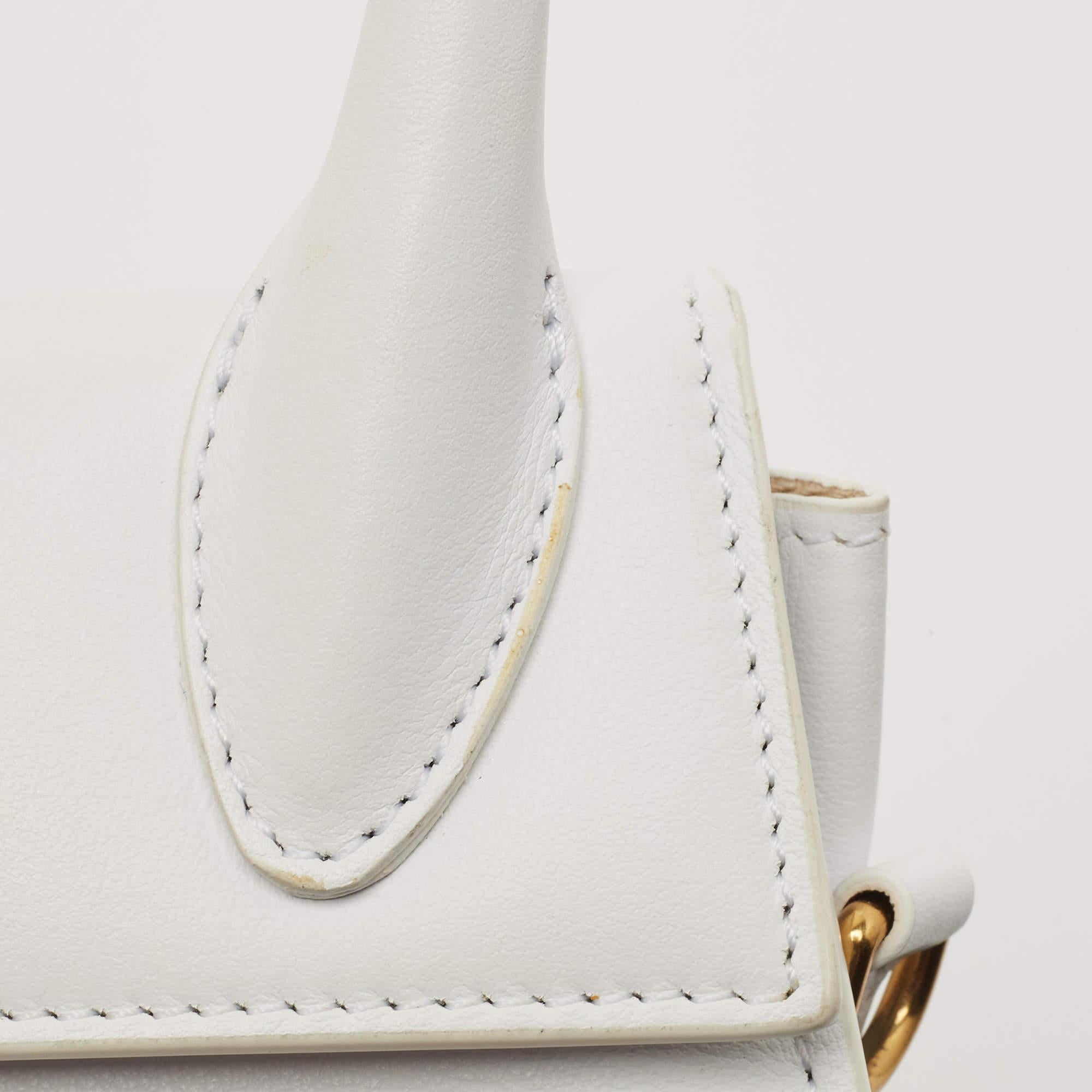 Jacquemus White Leather Mini Le Chiquito Top Handle Bag 4
