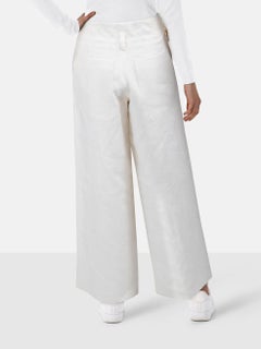 Jacquemus White Linen Wide Leg Trousers Size XS