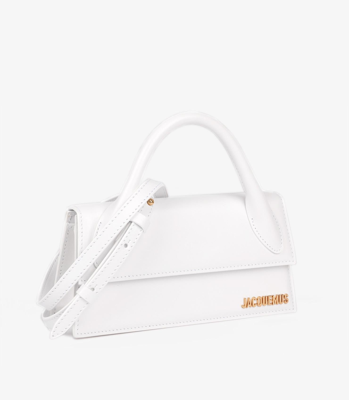 Jacquemus White Smooth Calfskin Leather Le Chiquito Long In New Condition In Bishop's Stortford, Hertfordshire