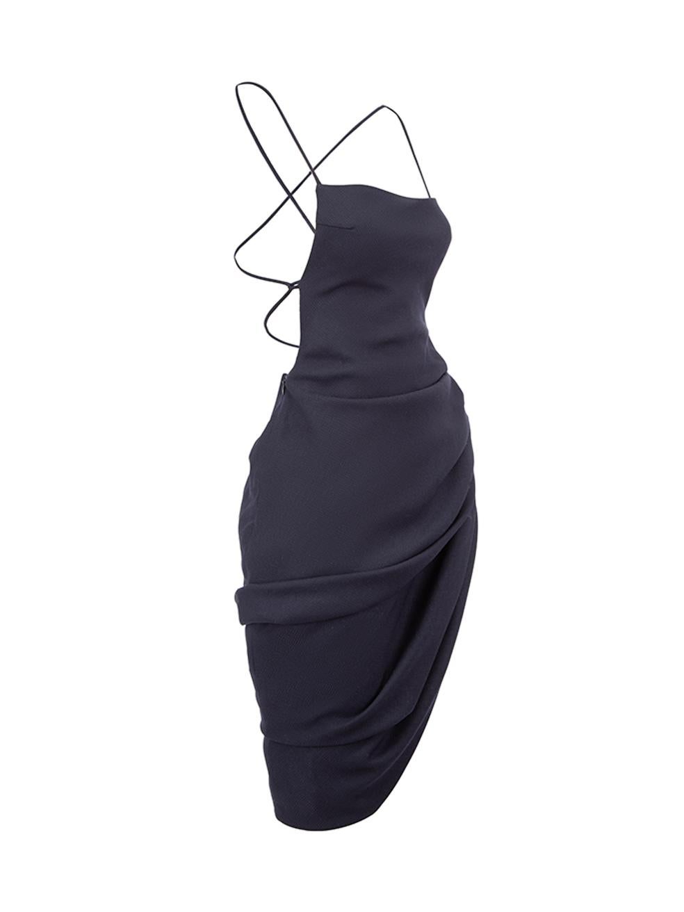 CONDITION is Very good. Hardly any visible wear to dress is evident, however eye fastening is missing at top of side zip on this used Jacquemus designer resale item. 



Details


Navy

Wool

Knee length dress

Ruched drape design

Strappy open