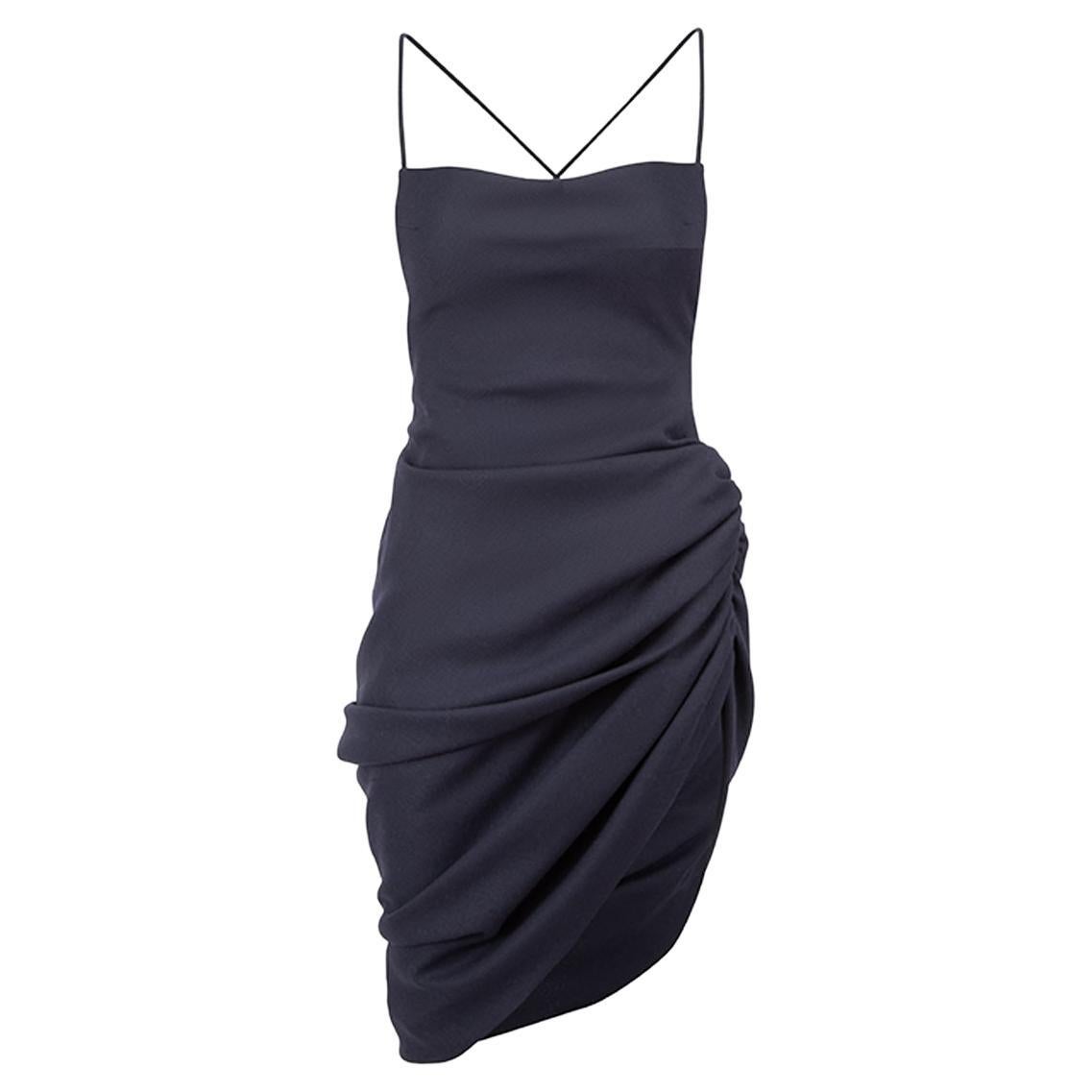 Jacquemus Women's Navy Ruched Draped Knee Length Dress