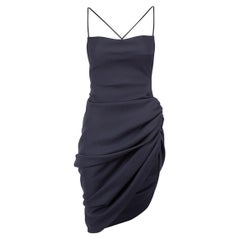 Jacquemus Women's Navy Ruched Draped Knee Length Dress