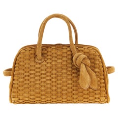 Jacquemus Woven Suede Top Handle Bag — Camel