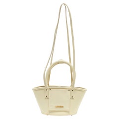 Jacquemus Gelbe gewebte geprägte Ledertasche Le Petit Panier Korb Tote