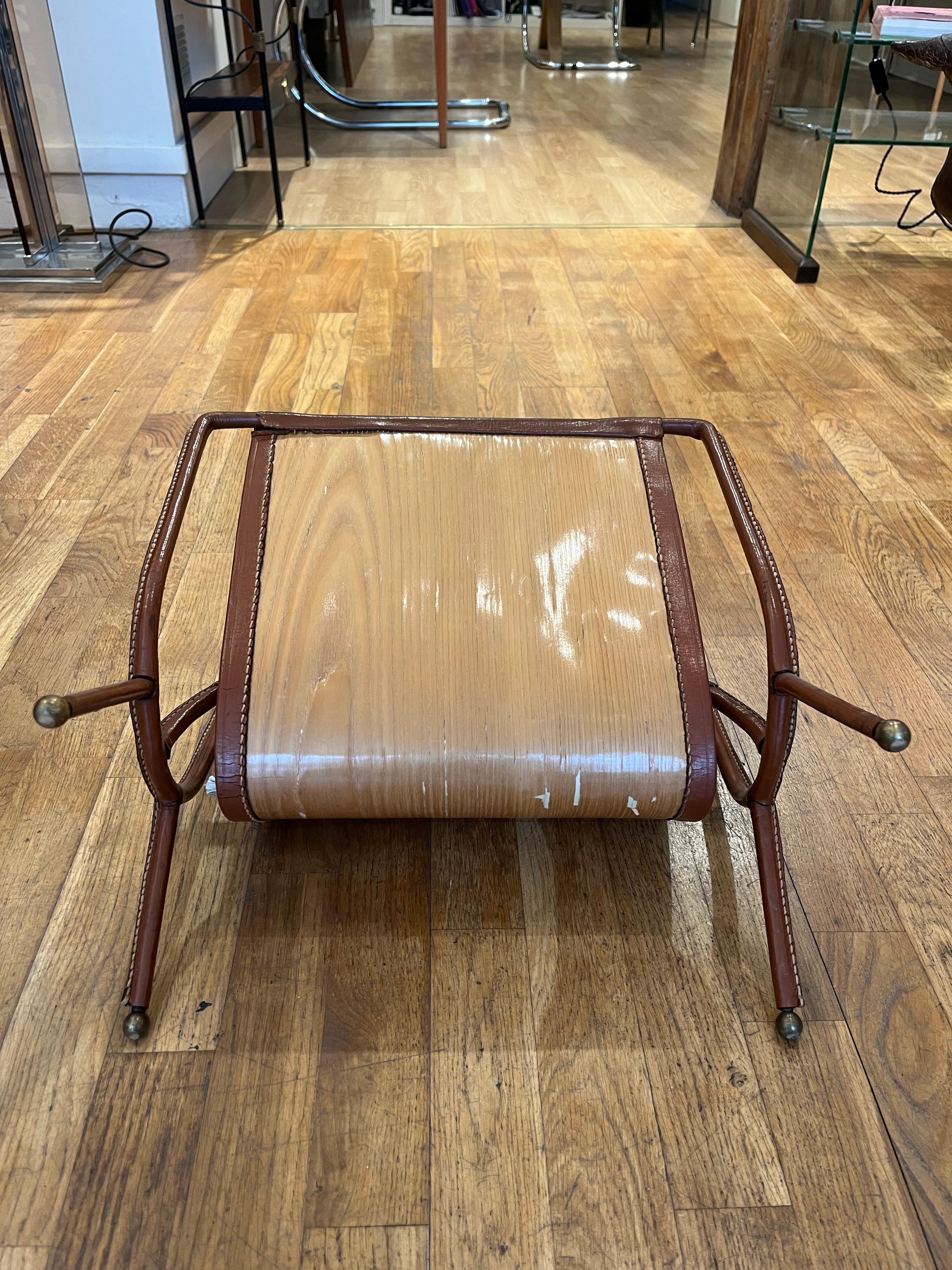 Jacques ADNET (1900-1984) Magazine rack with a metal structure In Fair Condition In Paris, FR
