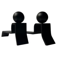 Jacques Adnet (1900 -1984) Minimilist Andirons