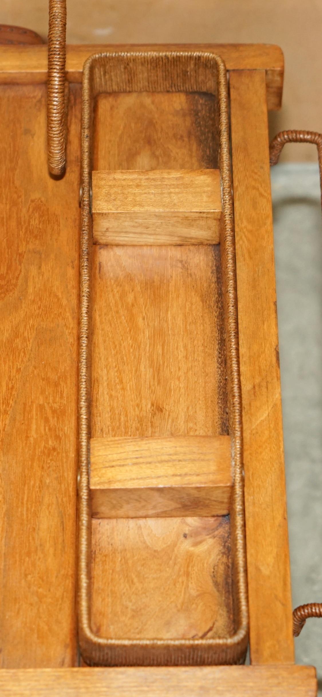 JACQUES ADNET 1940'S MID CENTURY MODERN SOLID ELM STITCHED LEATHER COFFEE TABLe For Sale 8