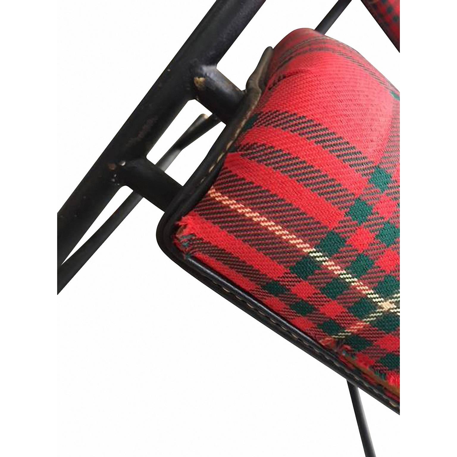 Jacques Adnet 1950s Rare Tartan Rocking Chair For Sale 6