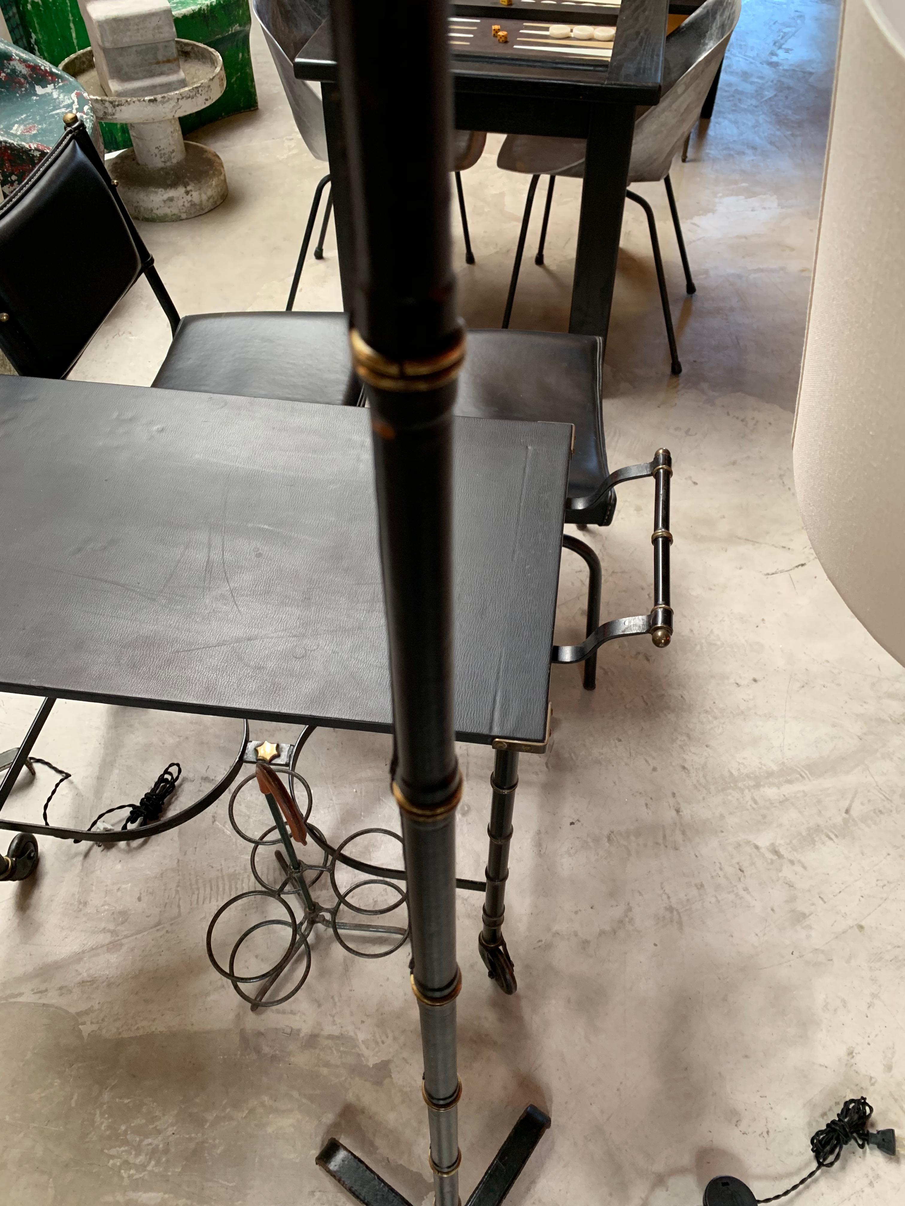 Jacques Adnet Adjustable Black Leather Floor Lamp 4