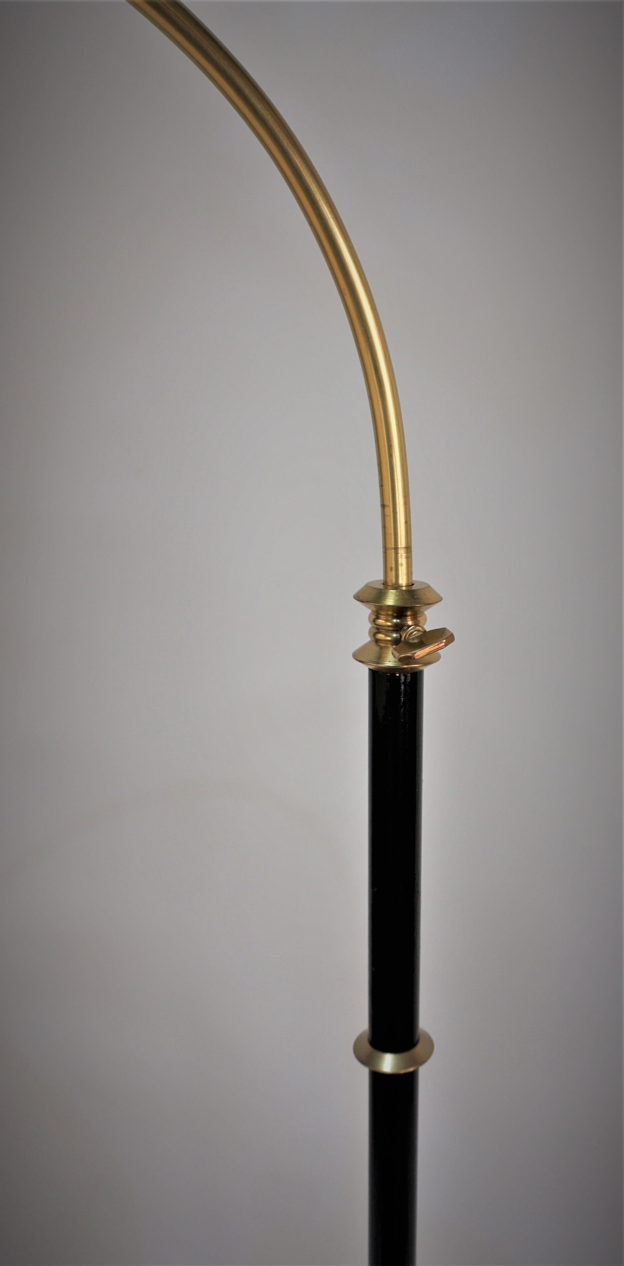 Mid-Century Modern Jacques Adnet Adjustable Bronze and Black Floor Lamp