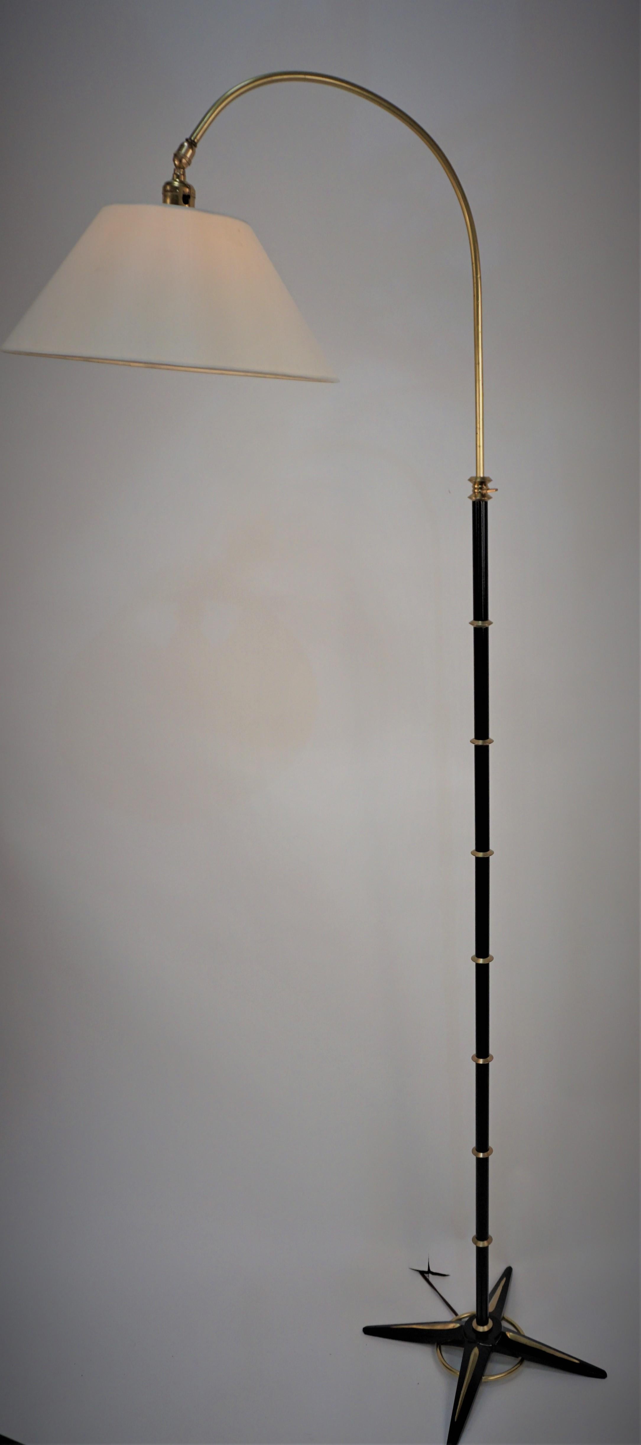 Jacques Adnet Adjustable Bronze and Black Floor Lamp In Good Condition In Fairfax, VA