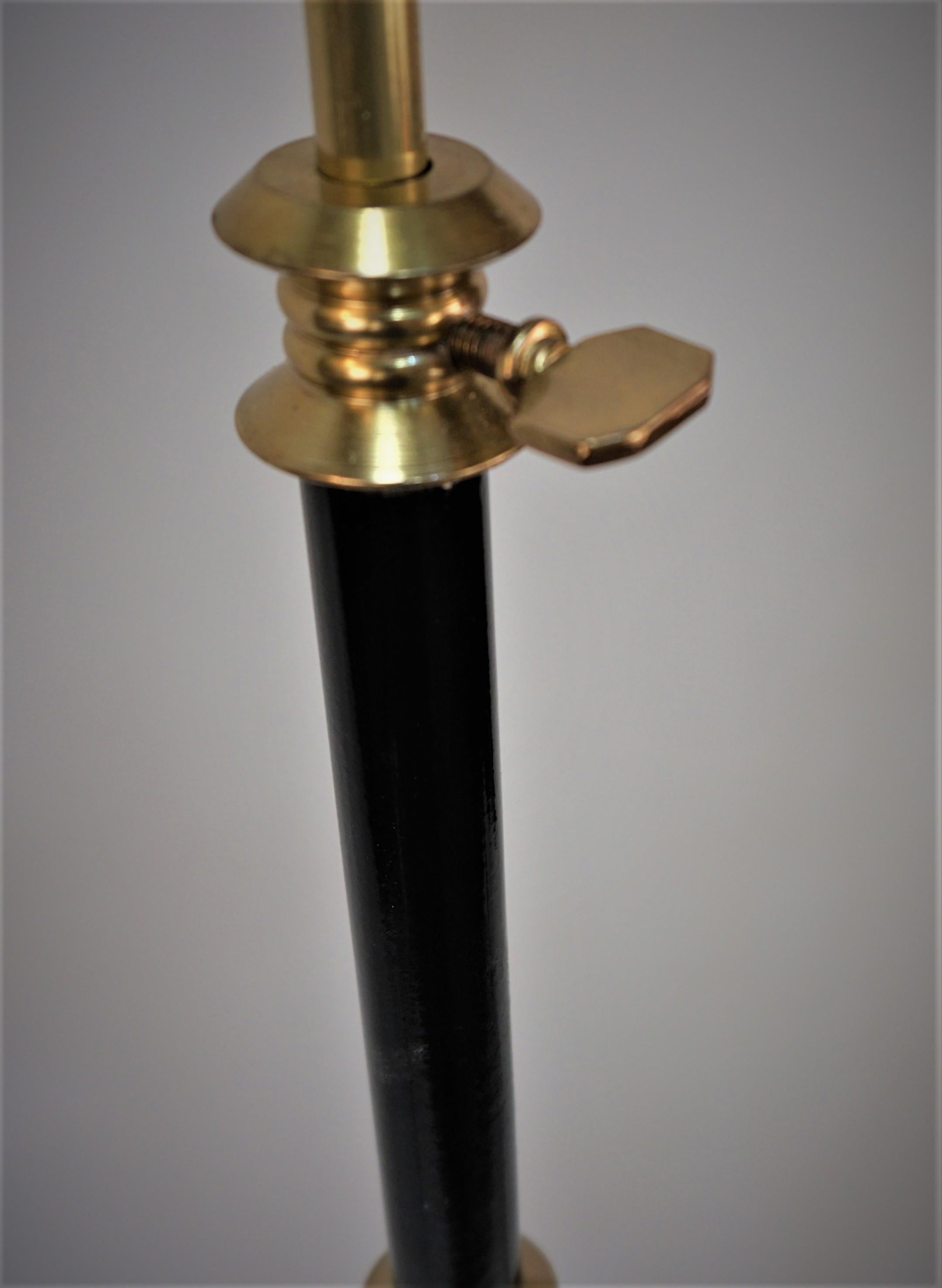 Metal Jacques Adnet Adjustable Bronze and Black Floor Lamp
