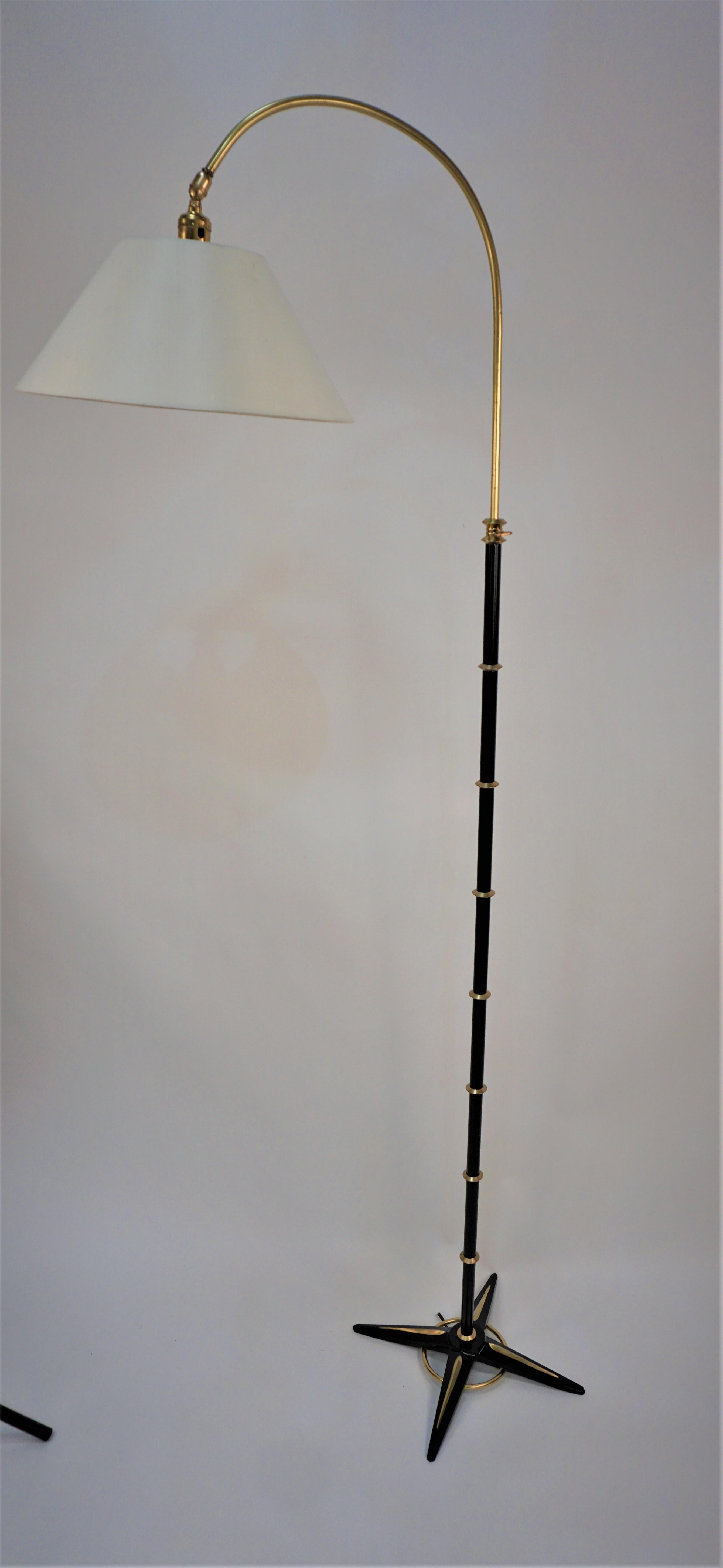 Jacques Adnet Adjustable Bronze and Black Floor Lamp 1