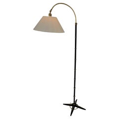 Jacques Adnet Adjustable Bronze and Black Floor Lamp