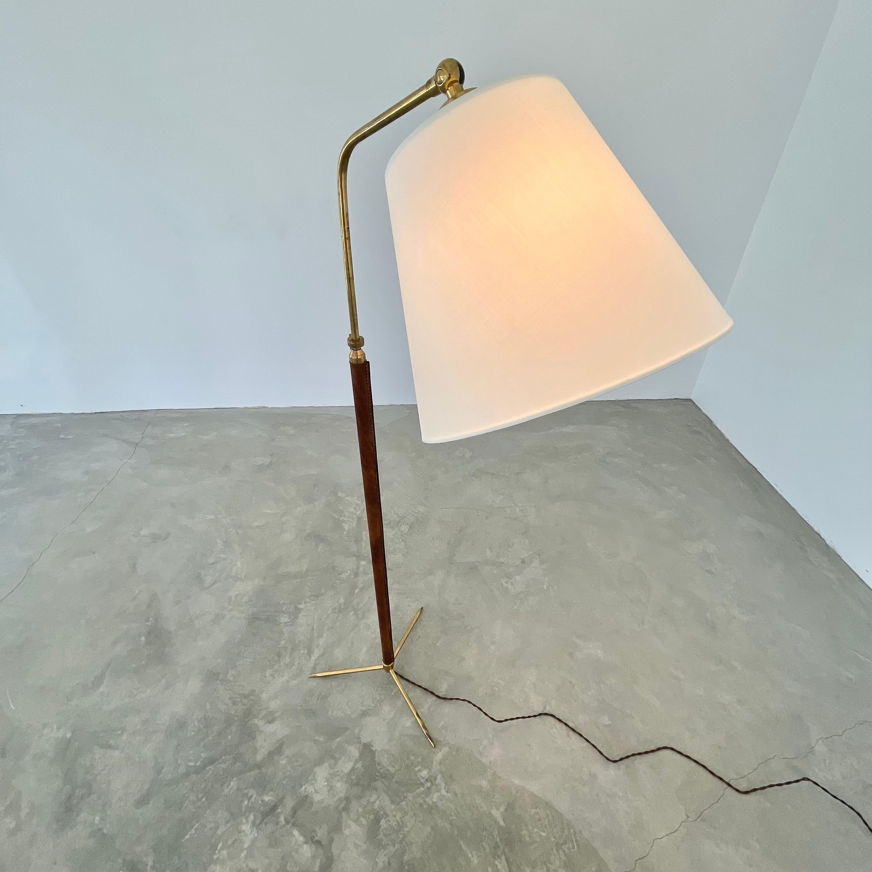 Jacques Adnet Adjustable Floor Lamp in Saddle Leather 3