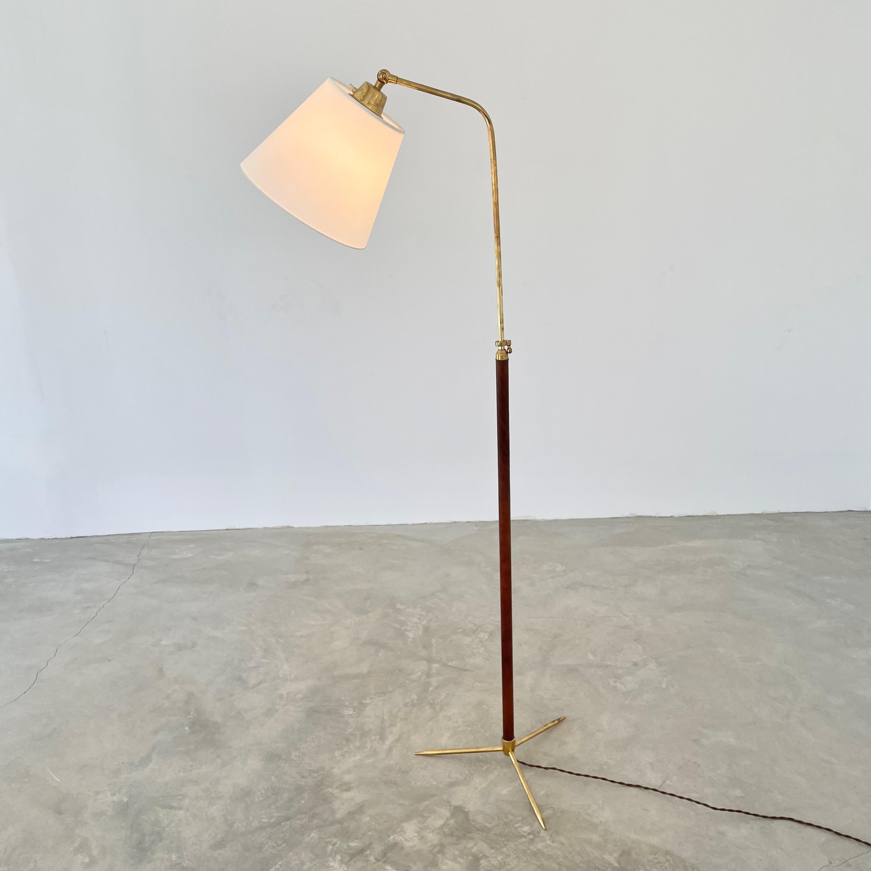 Mid-20th Century Jacques Adnet Adjustable Floor Lamp in Saddle Leather