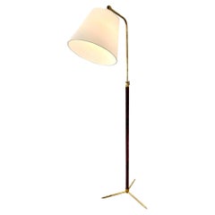 Jacques Adnet Adjustable Floor Lamp in Saddle Leather