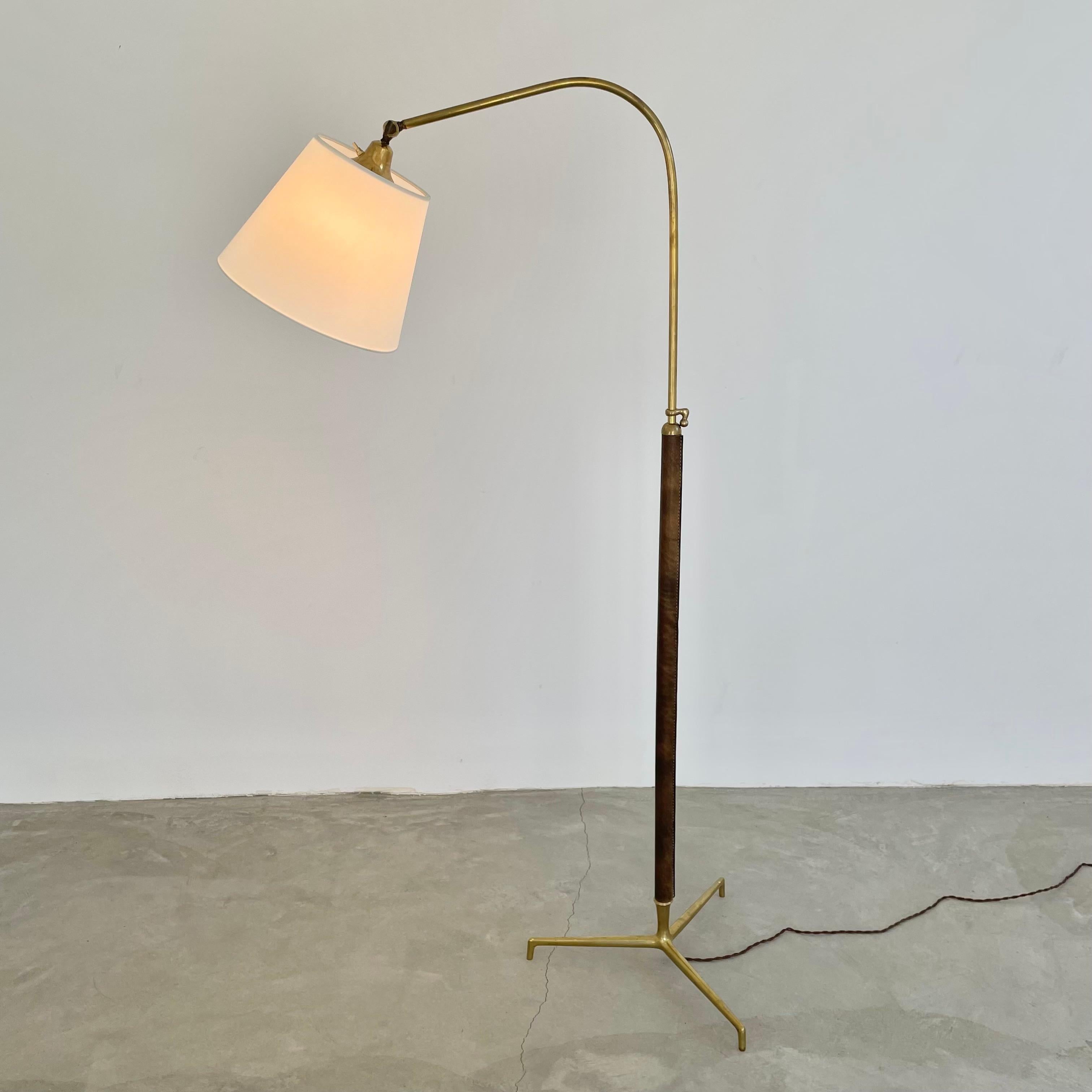 Jacques Adnet Adjustable Leather Floor Lamp 4