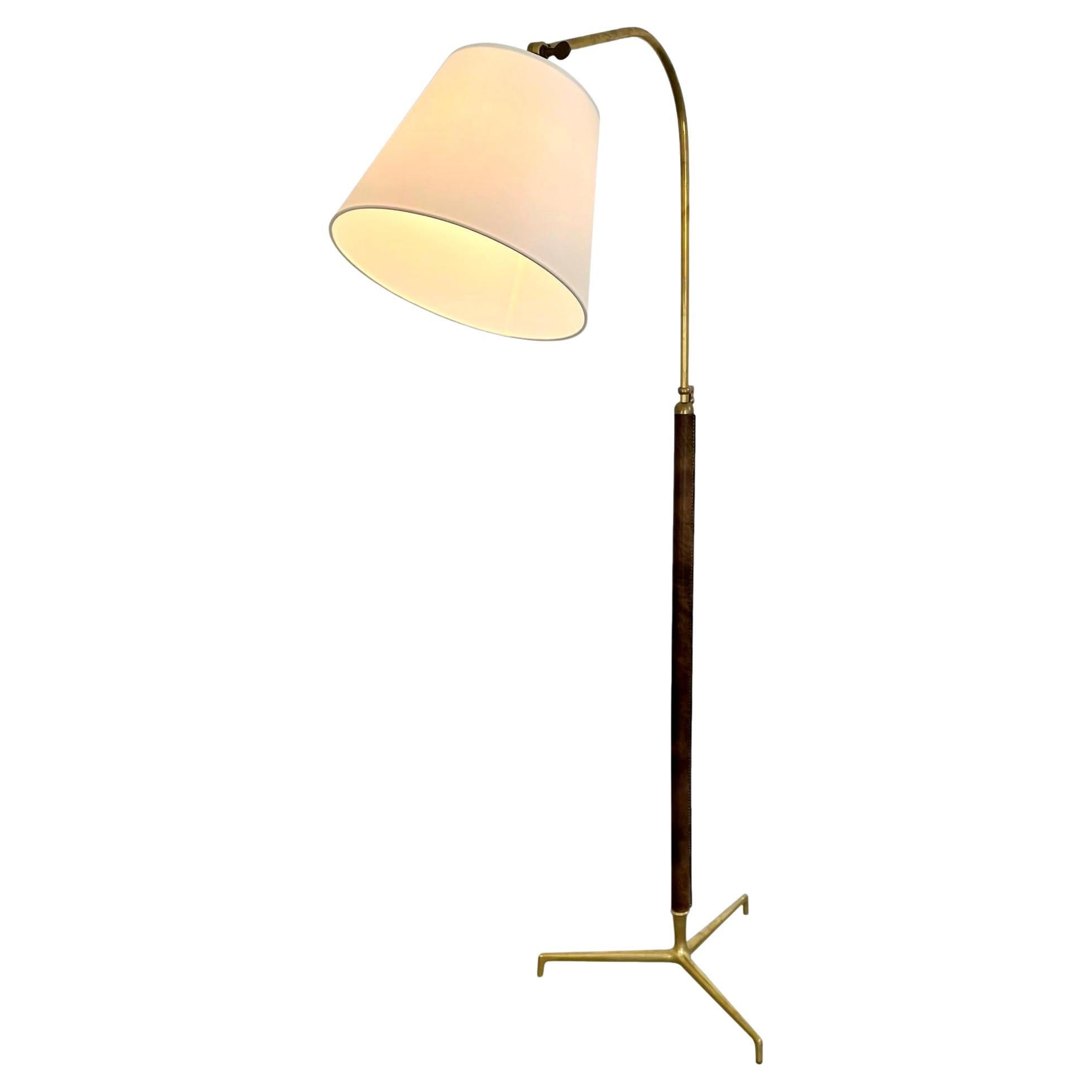 Jacques Adnet Adjustable Leather Floor Lamp