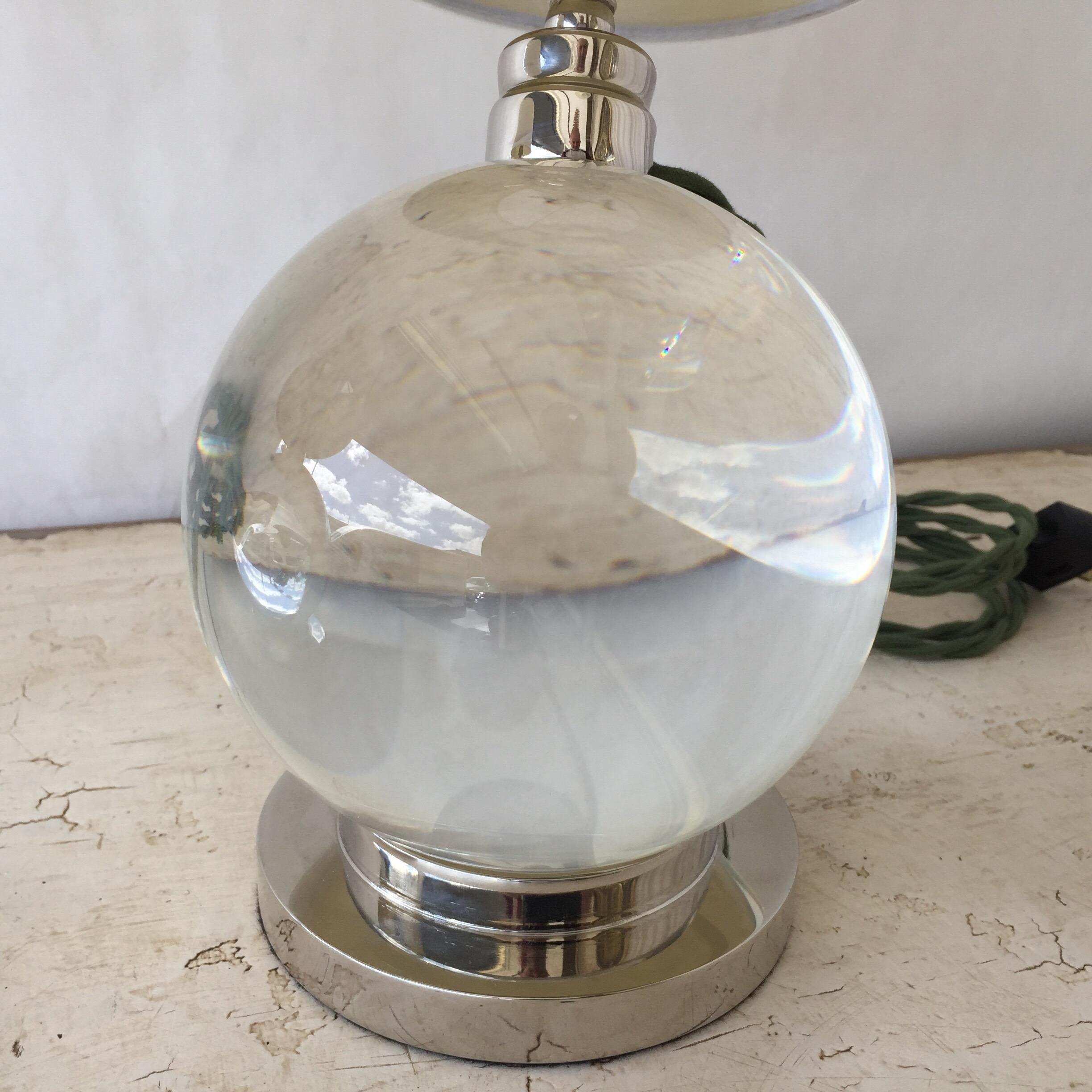 Art Deco Crystal Ball Table Lamps