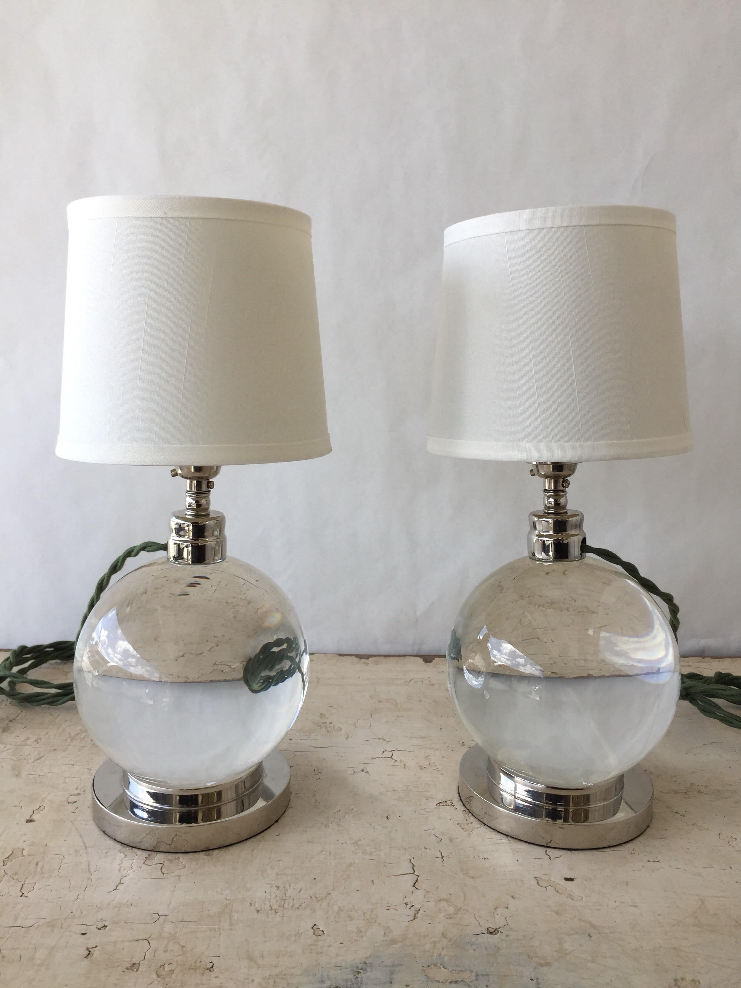 20th Century Crystal Ball Table Lamps