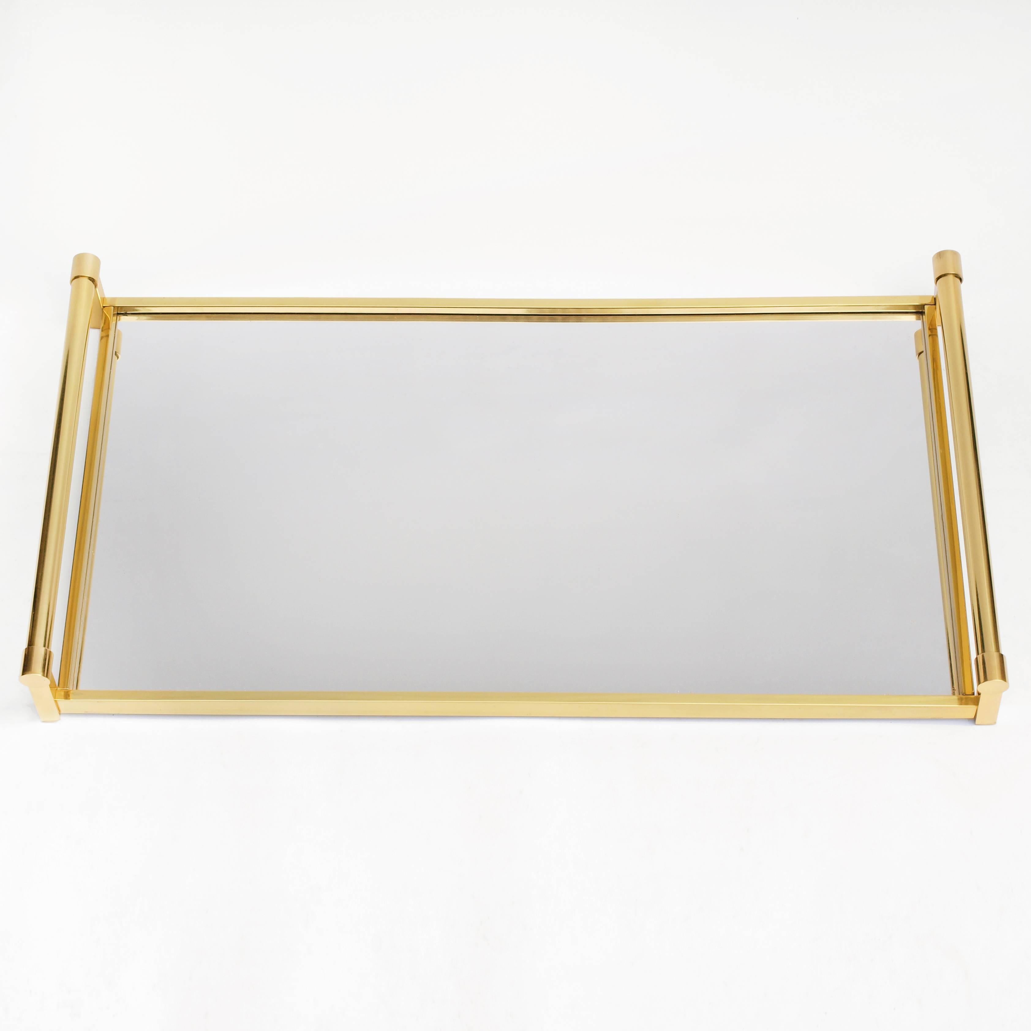 Mid-Century Modern Very Large Brass Drinks Serving Tray by Jacques Adnet