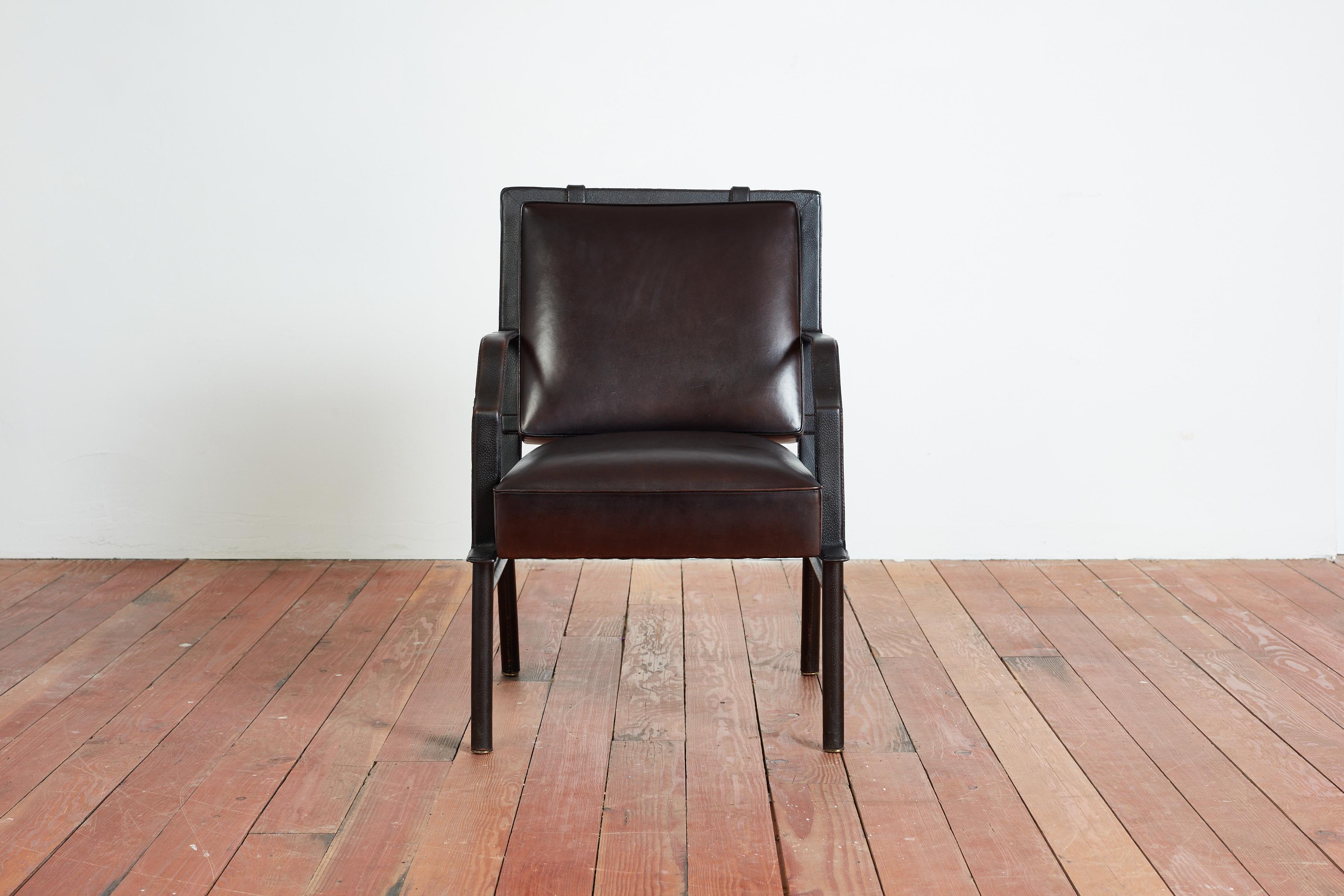 Jacques Adnet Arm Chair In Good Condition For Sale In Beverly Hills, CA