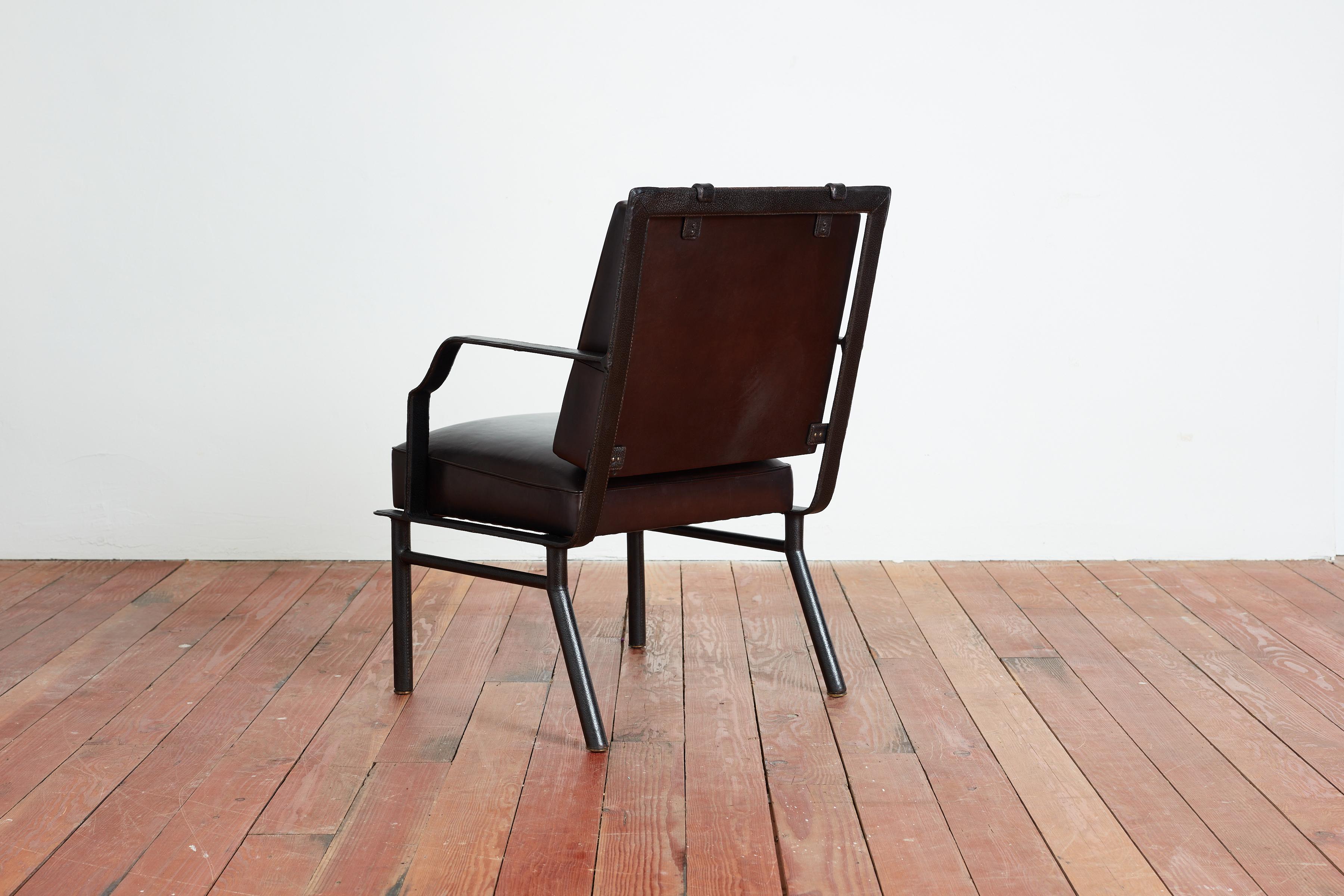 Mid-20th Century Jacques Adnet Arm Chair For Sale
