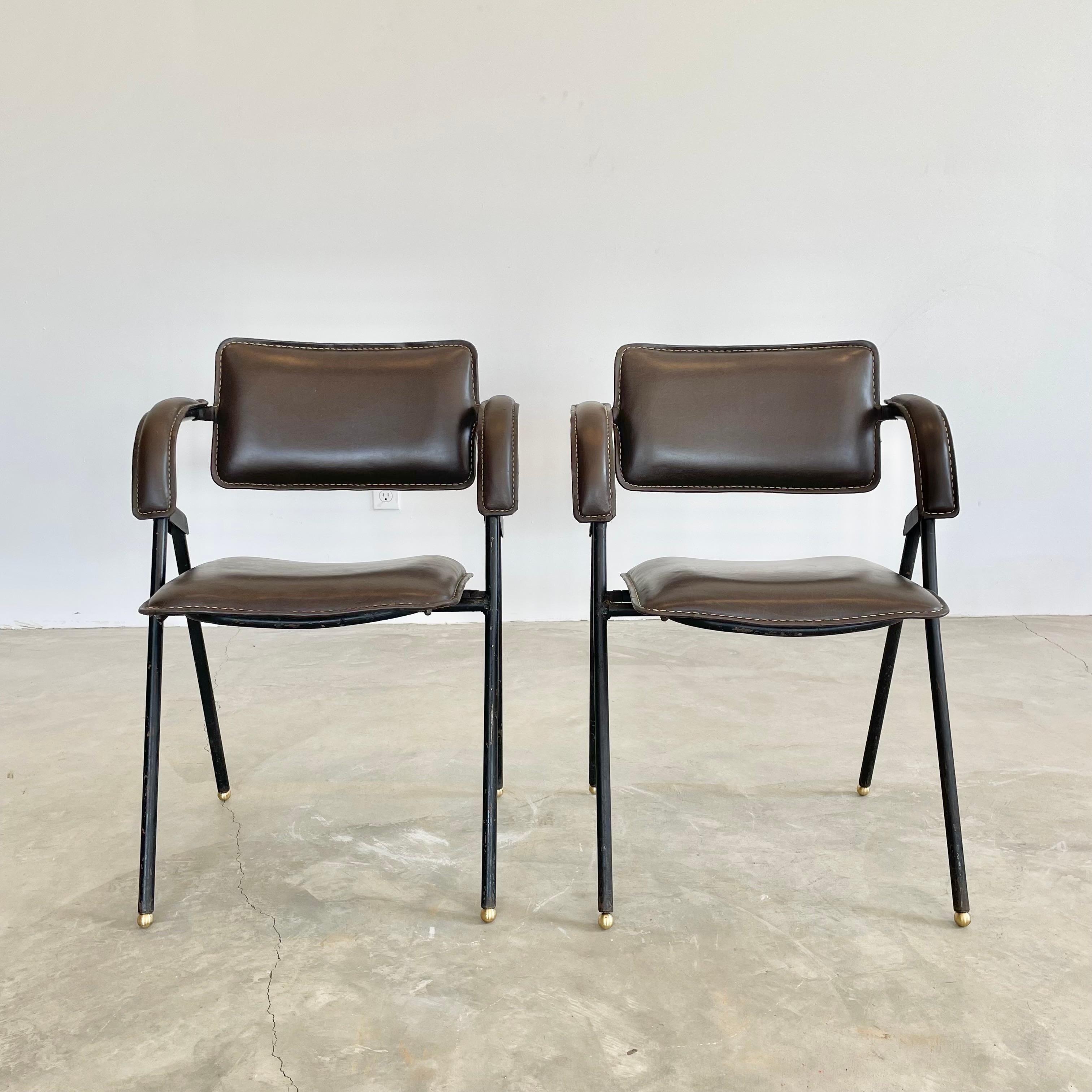 Brass Jacques Adnet Armchair, 1950s, France For Sale