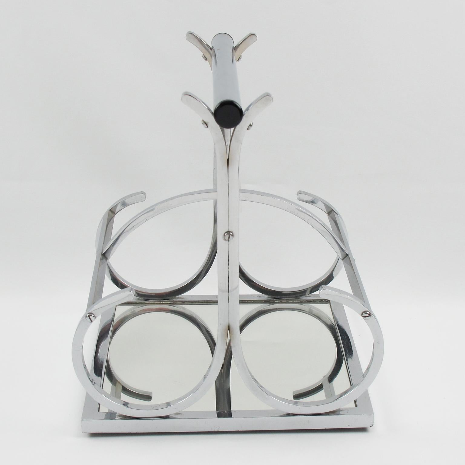 Jacques Adnet Art Deco Barware Flaschenhalter Träger, um 1930 (Art déco) im Angebot