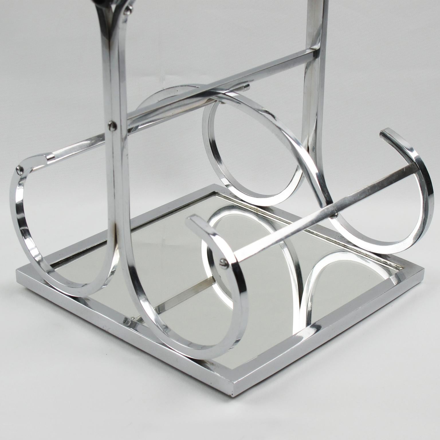 Jacques Adnet Art Deco Barware Flaschenhalter Träger, um 1930 (Poliert) im Angebot