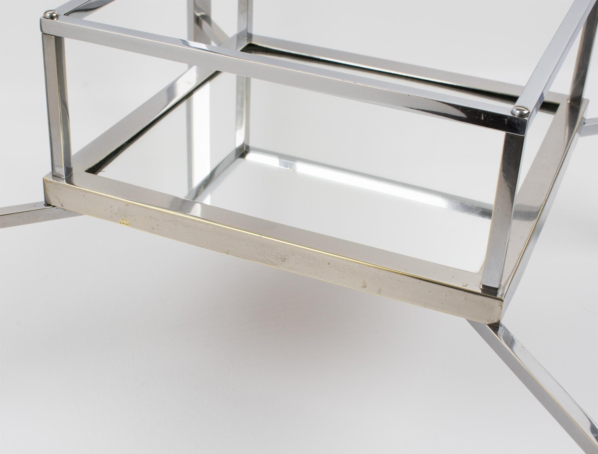 Jacques Adnet Art Deco Chrome and Mirror Side Bar Table, France 1930s For Sale 5