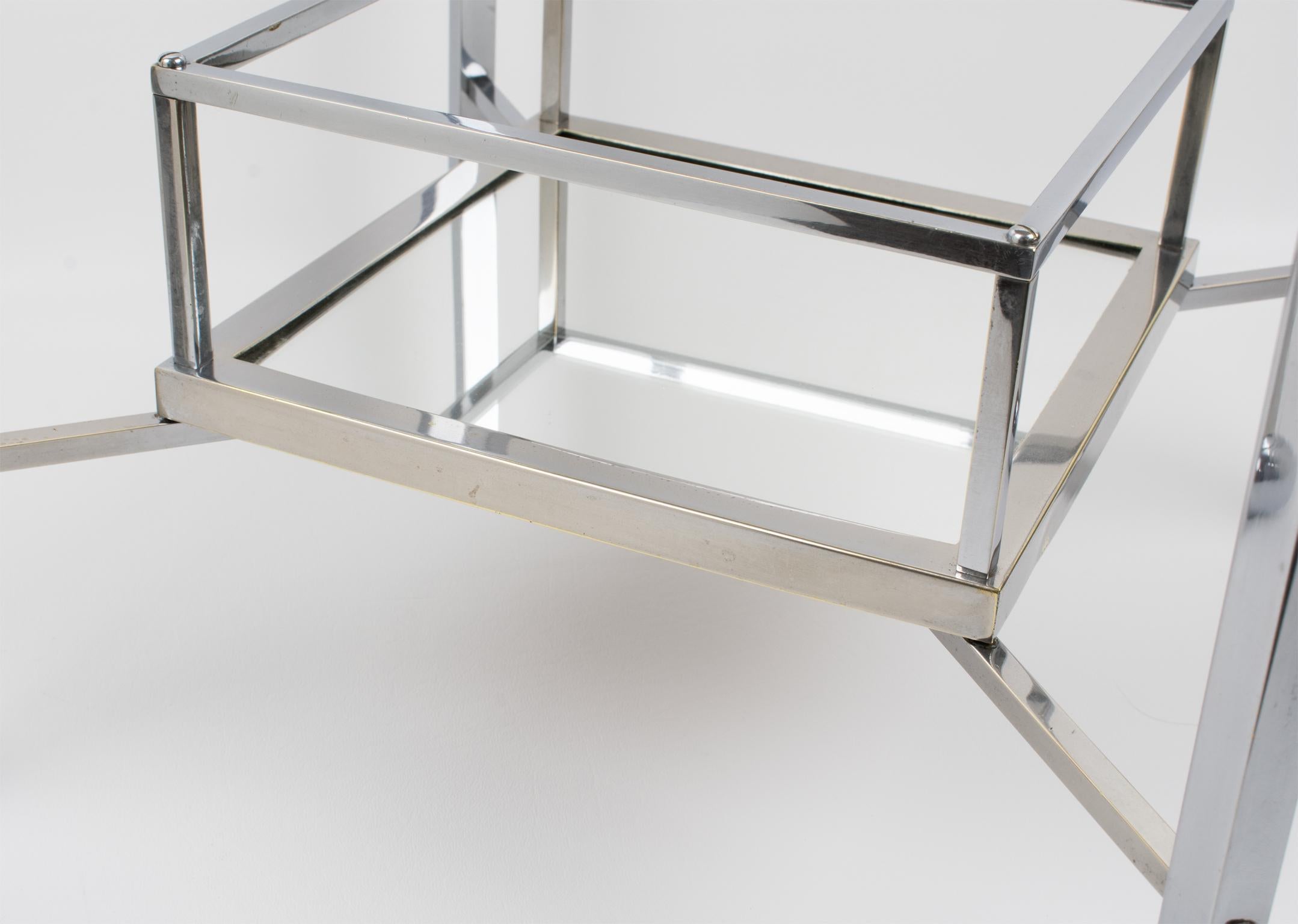 Jacques Adnet Art Deco Chrome and Mirror Side Bar Table, France 1930s For Sale 6
