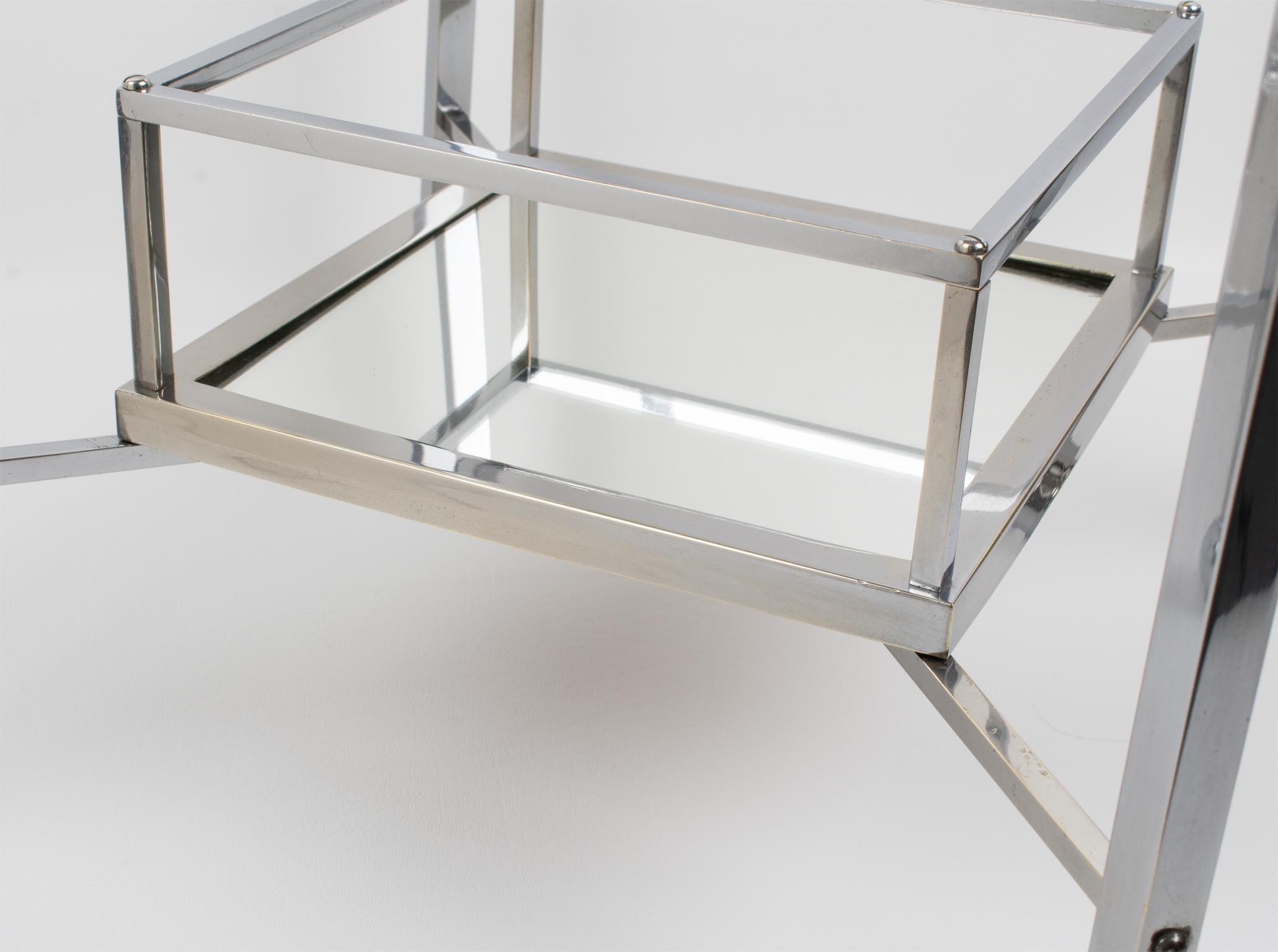 Jacques Adnet Art Deco Chrome and Mirror Side Bar Table, France 1930s For Sale 7
