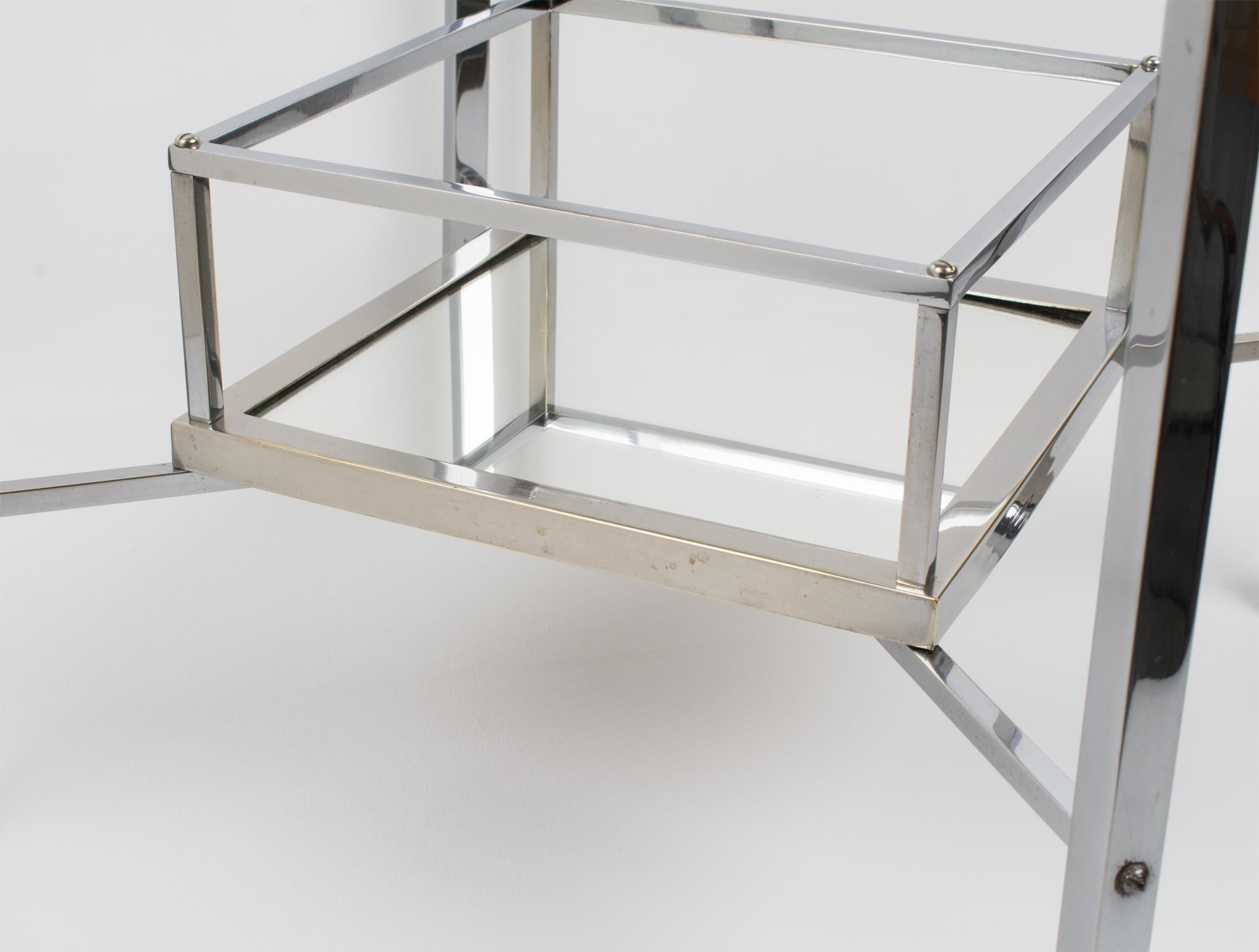 Jacques Adnet Art Deco Chrome and Mirror Side Bar Table, France 1930s For Sale 8
