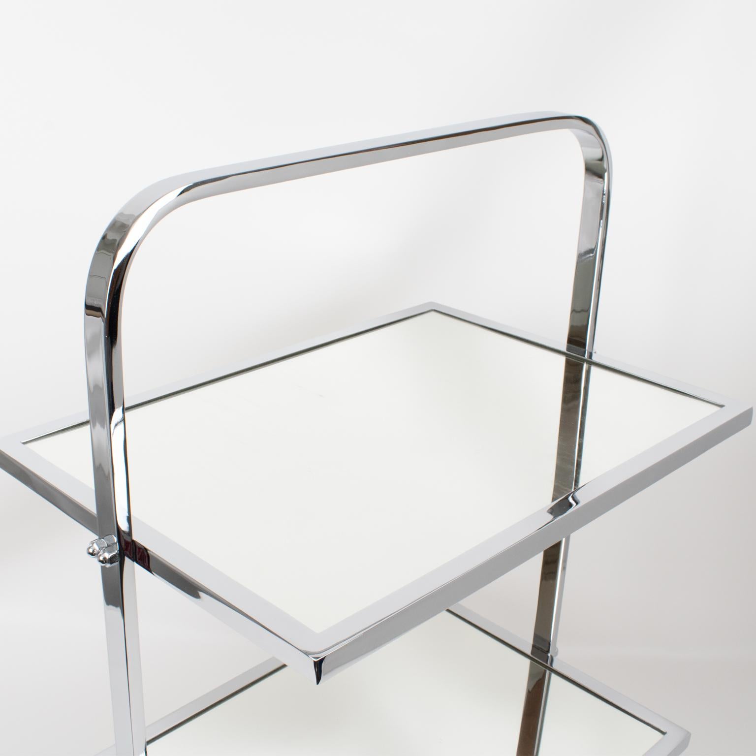 Jacques Adnet Art Deco Chrome and Mirror Side Coffee Table, France 1930s For Sale 7