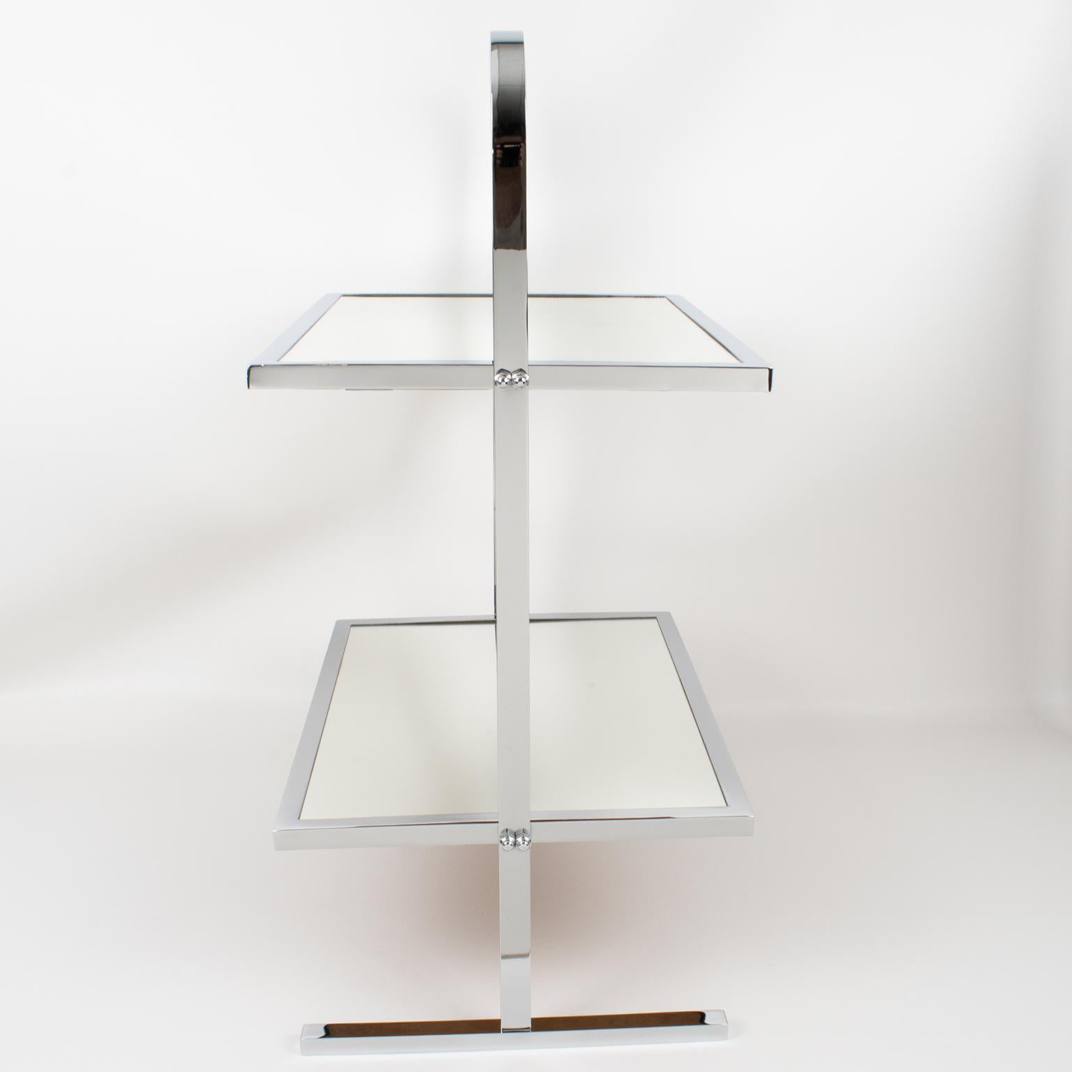Jacques Adnet Art Deco Chrome and Mirror Side Coffee Table, France 1930s For Sale 1