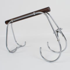 Jacques Adnet Art Deco Chrome and Wood Bottle Holder Wine Pourer Server