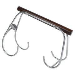 Jacques Adnet Art Déco Cromo e Wood Portabottiglie Versatore di Vino Server