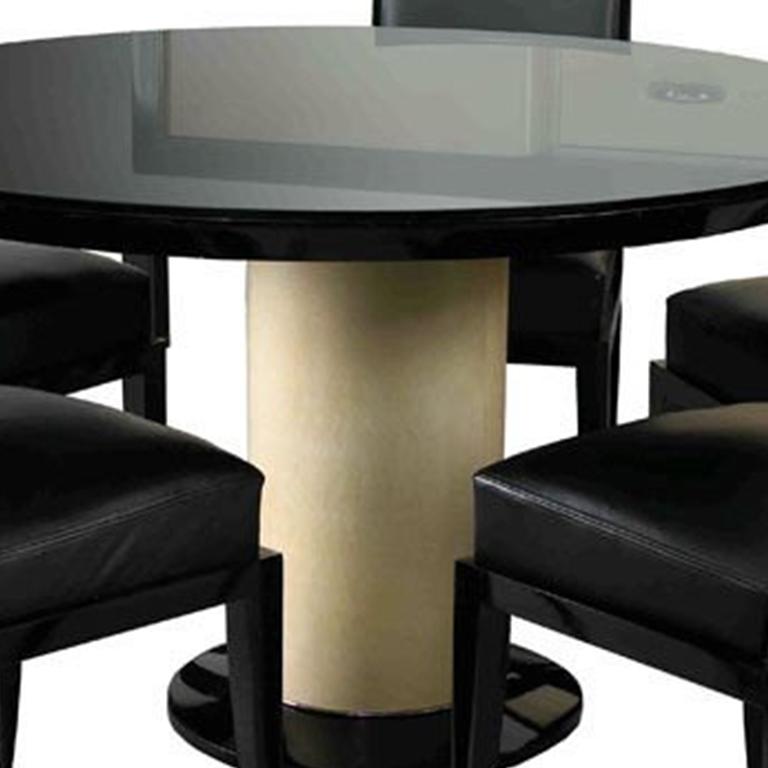 Jacques Adnet Art Deco Dining Table and Six Chairs In Excellent Condition For Sale In Pompano Beach, FL