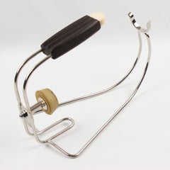 Jacques Adnet Art Deco Macassar Wood and Metal Bottle Holder Wine Pourer Server