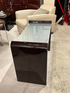 Jacques Adnet Art Deco Rosewood, Metal and Glass Low Table