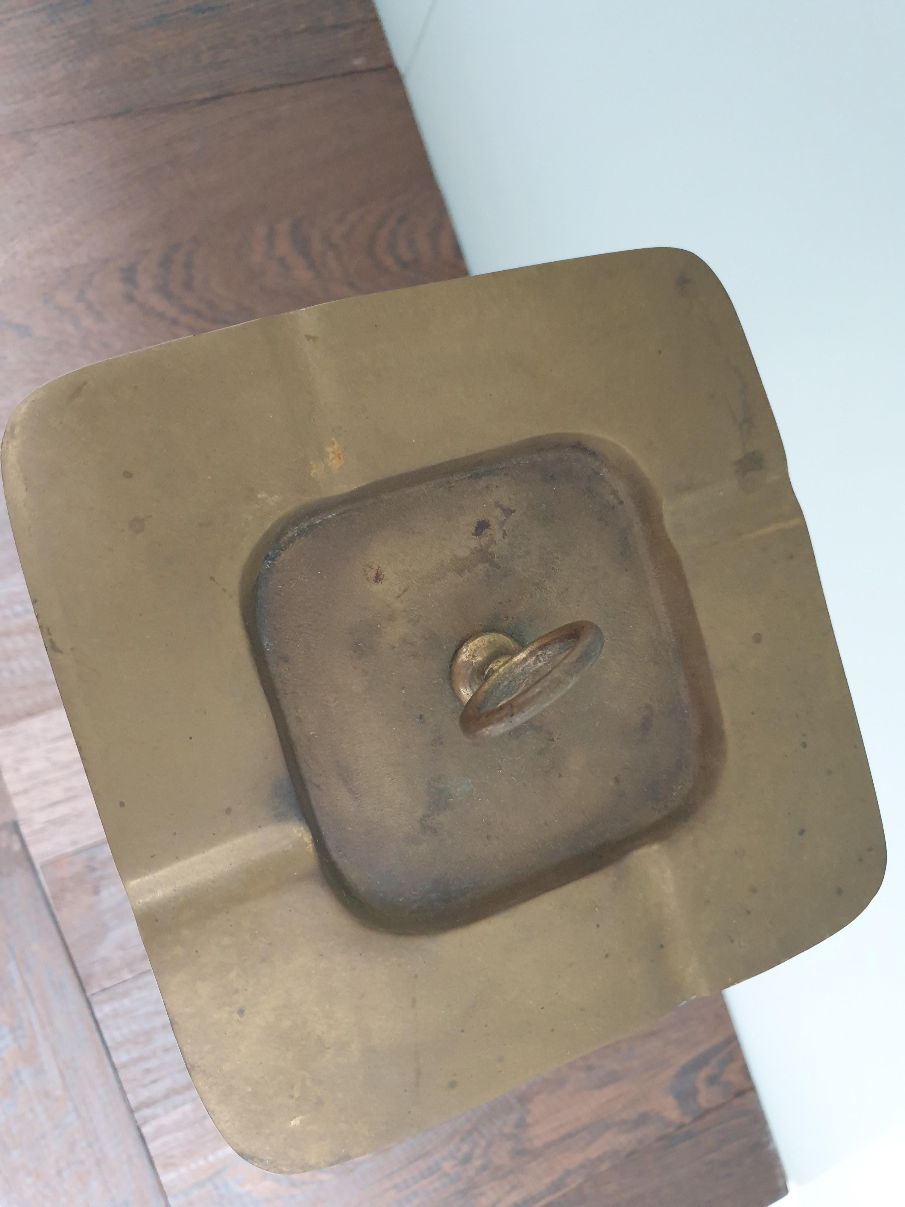 Mid-20th Century Stitched leather ashtray on stand by Jacques adnet.