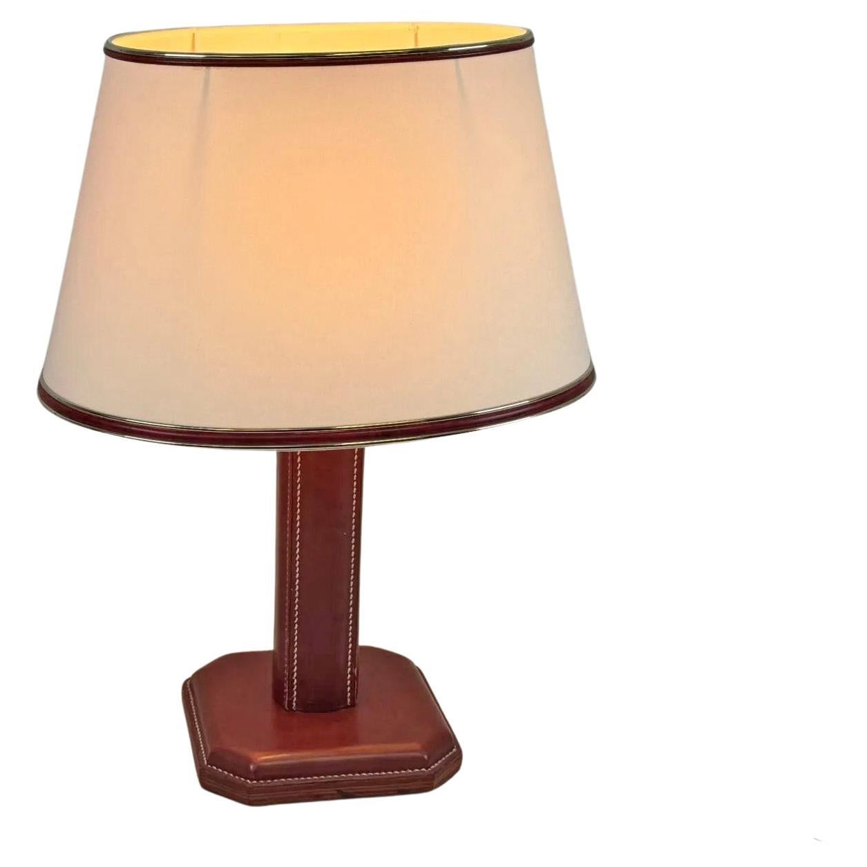 Jacques Adnet (attribued to) Leather Table Lamp, France, 1940