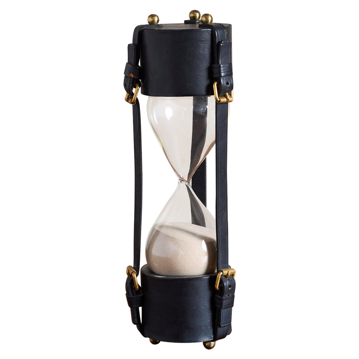 Jacques Adnet attributed Leather Hourglass For Sale